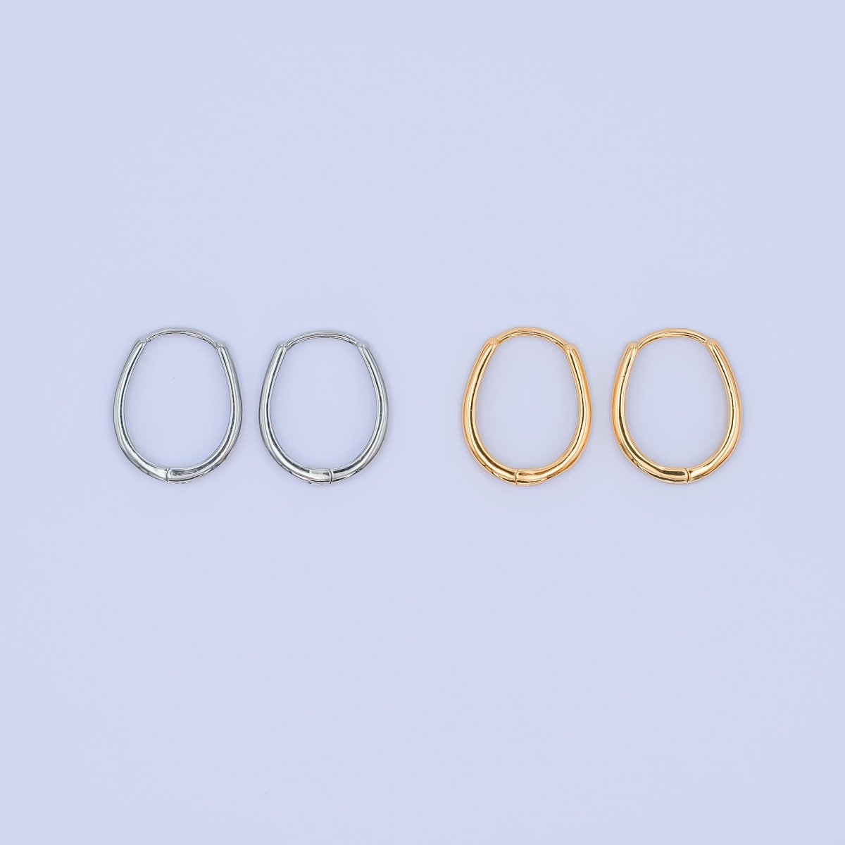 24K Gold Filled Minimalist Thin U Shaped Huggie Hoops Earrings P-305