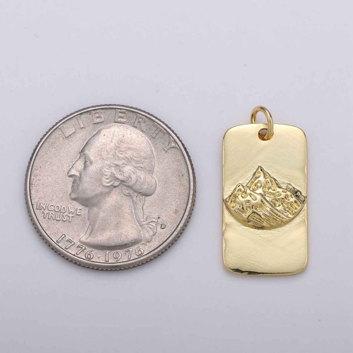 24K Gold Filled Mountain Rectangle Charm E-009
