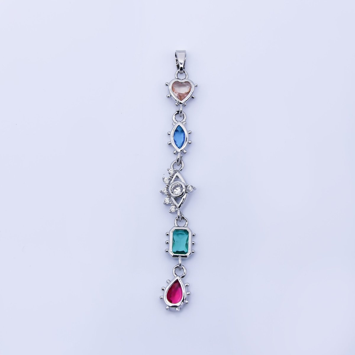 24K Gold Filled Multi Color Shape CZ Drop Charm Pendant Heart, Marquise & Teardrop Design in Gold or Silver AA1673