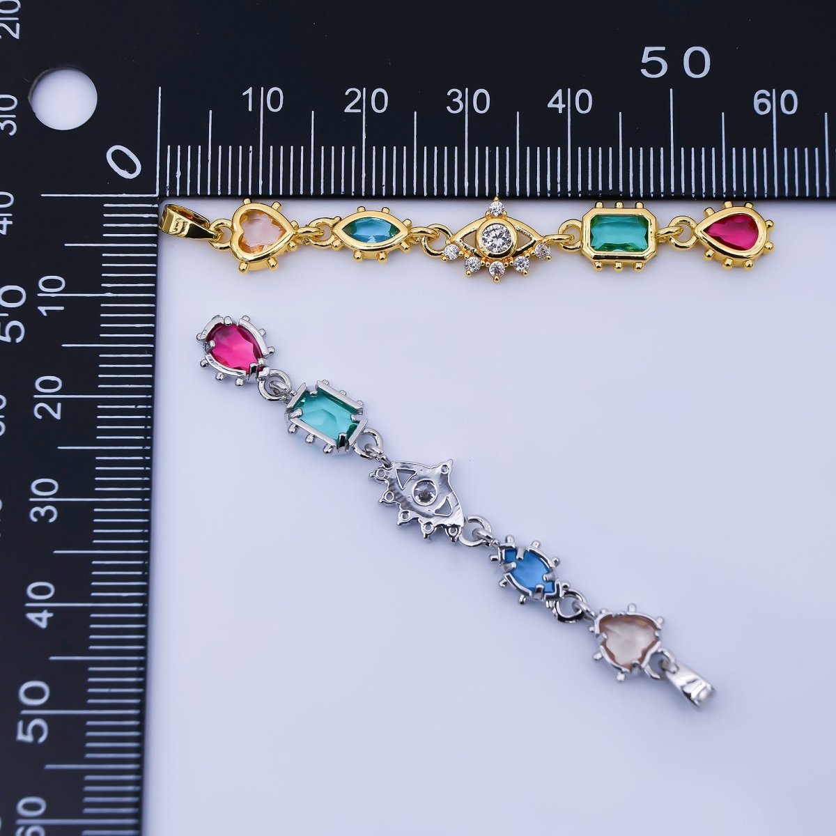 24K Gold Filled Multi Color Shape CZ Drop Charm Pendant Heart, Marquise & Teardrop Design in Gold or Silver AA1673