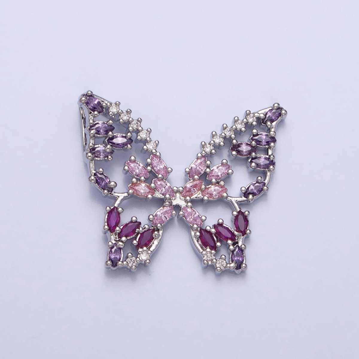 24K Gold Filled Multicolor, Clear Marquise Butterfly Pendant in Gold & Silver | AA215 AA216 AA221 AA222