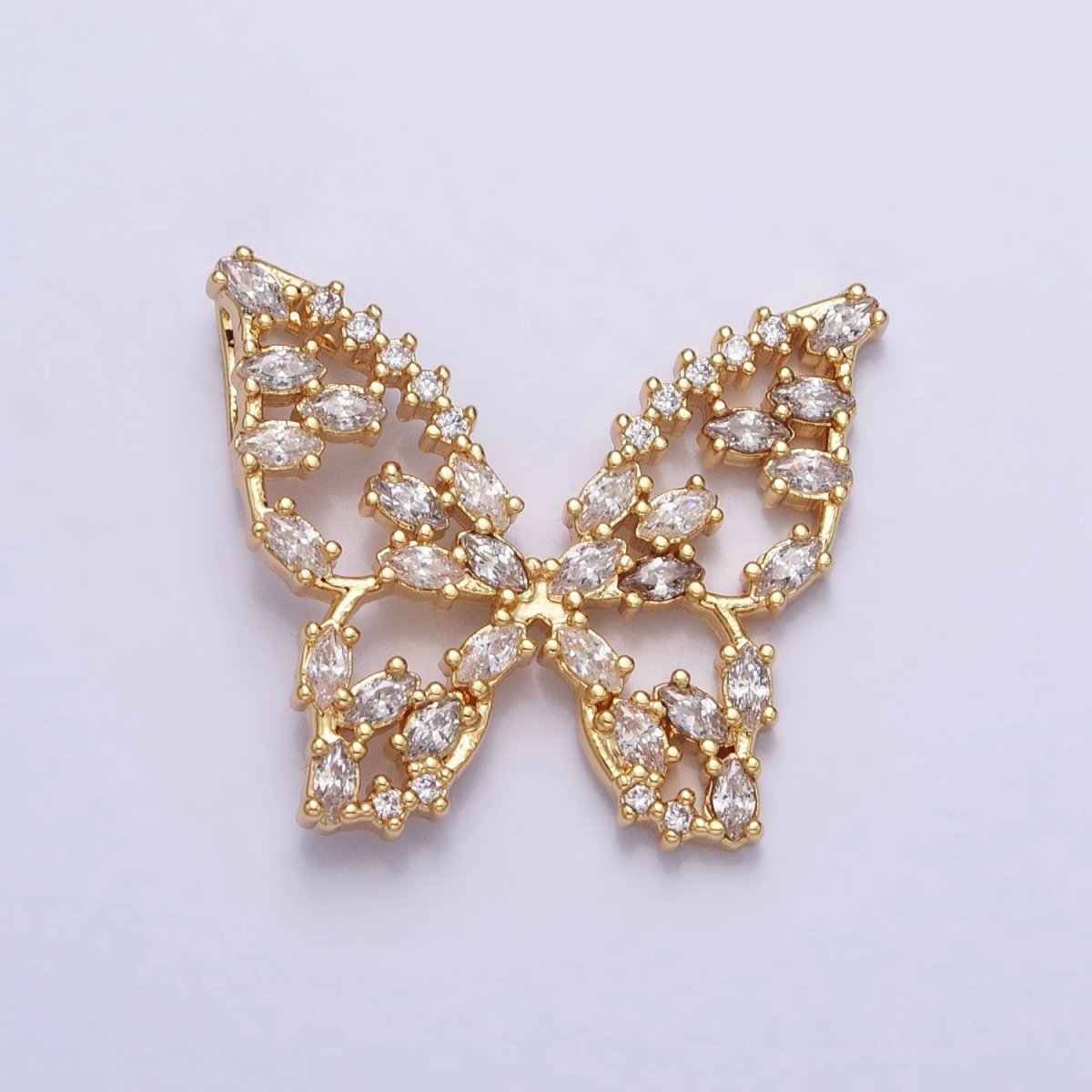 24K Gold Filled Multicolor, Clear Marquise Butterfly Pendant in Gold & Silver | AA215 AA216 AA221 AA222