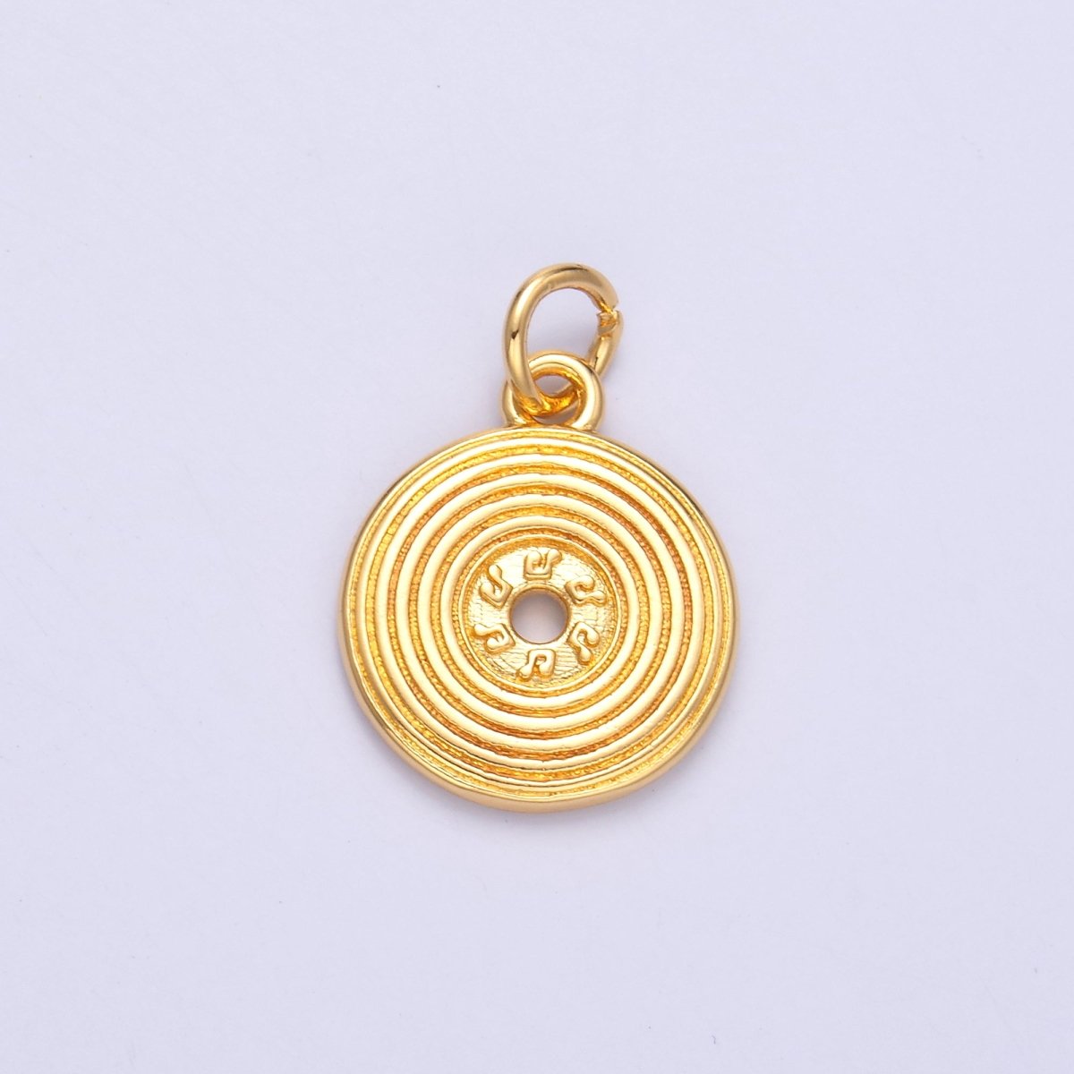 24K Gold Filled 13mm Music Vinyl Record Album Charm in Gold & Silver | N055