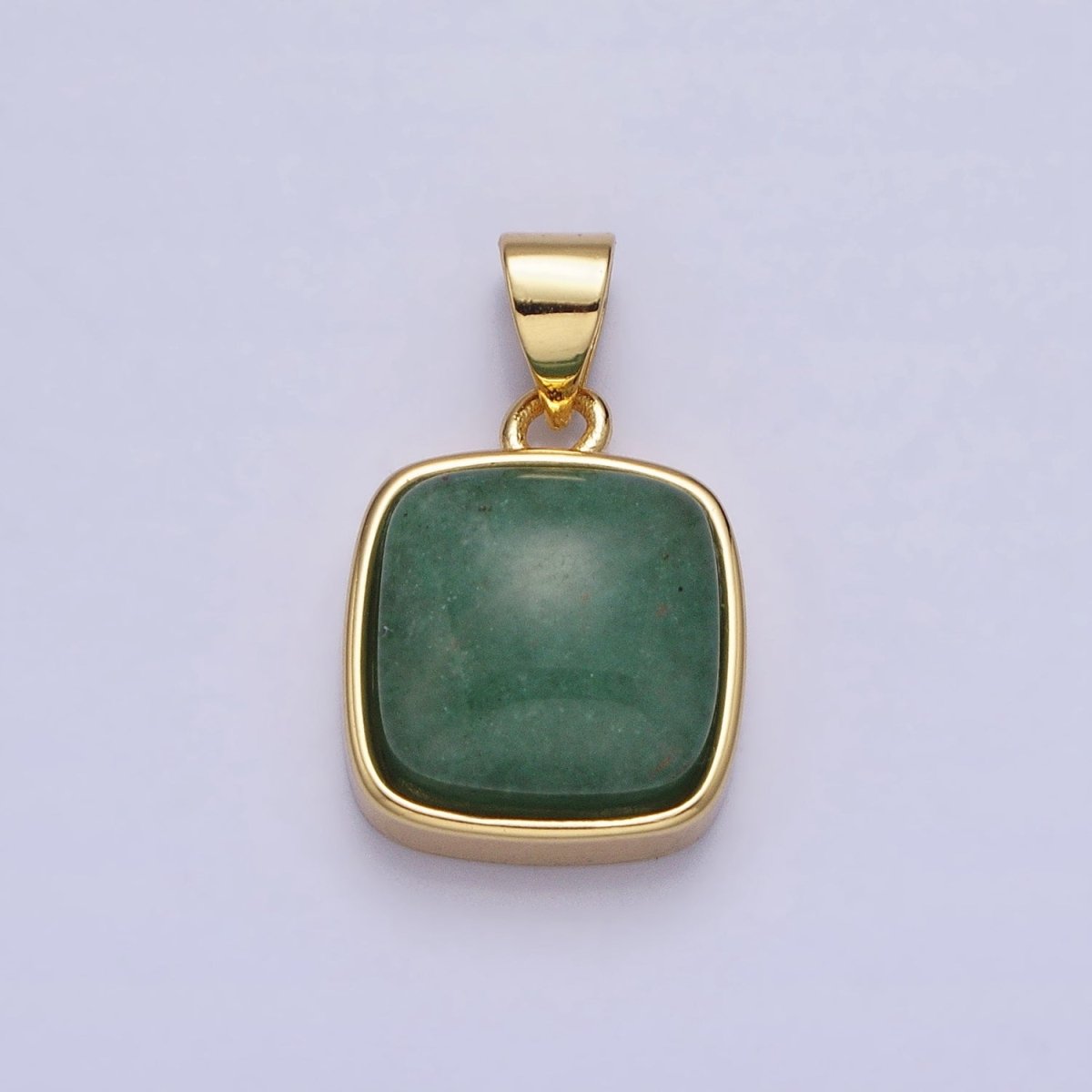 24K Gold Filled Natural Stone Amethyst, Labradorite, Moonstone, Tiger Eye, Amazonite, Aventurine, Rose Quartz, Blue Tiger Eye Square Pendant with CZ Stone | AA332 - AA338
