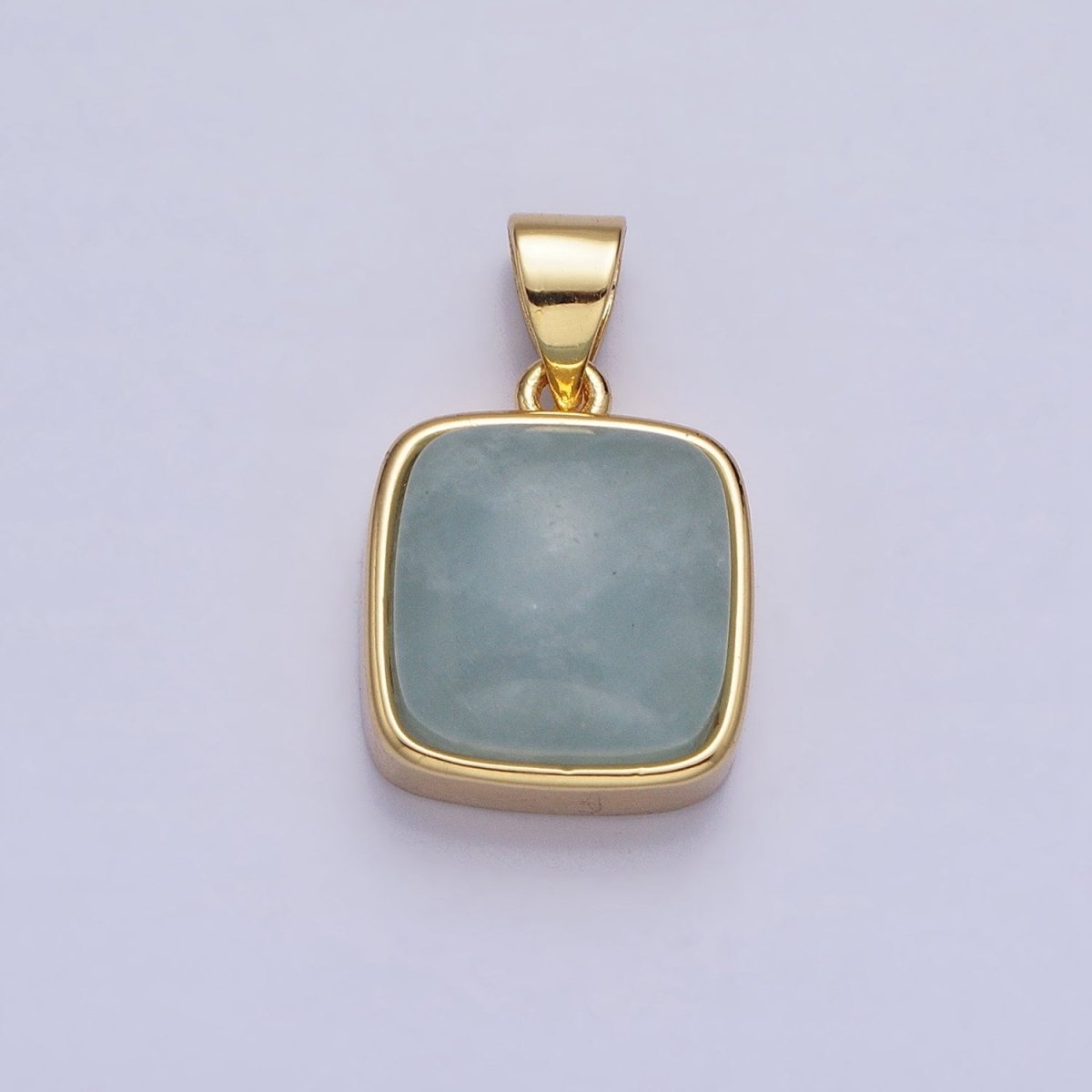 24K Gold Filled Natural Stone Amethyst, Labradorite, Moonstone, Tiger Eye, Amazonite, Aventurine, Rose Quartz, Blue Tiger Eye Square Pendant with CZ Stone | AA332 - AA338