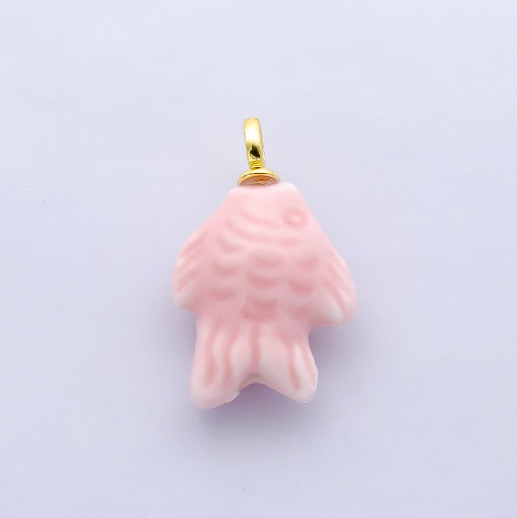 24K Gold Filled Nature Floral Mushroom Pet Sea Sell Ceramic Drop Charm