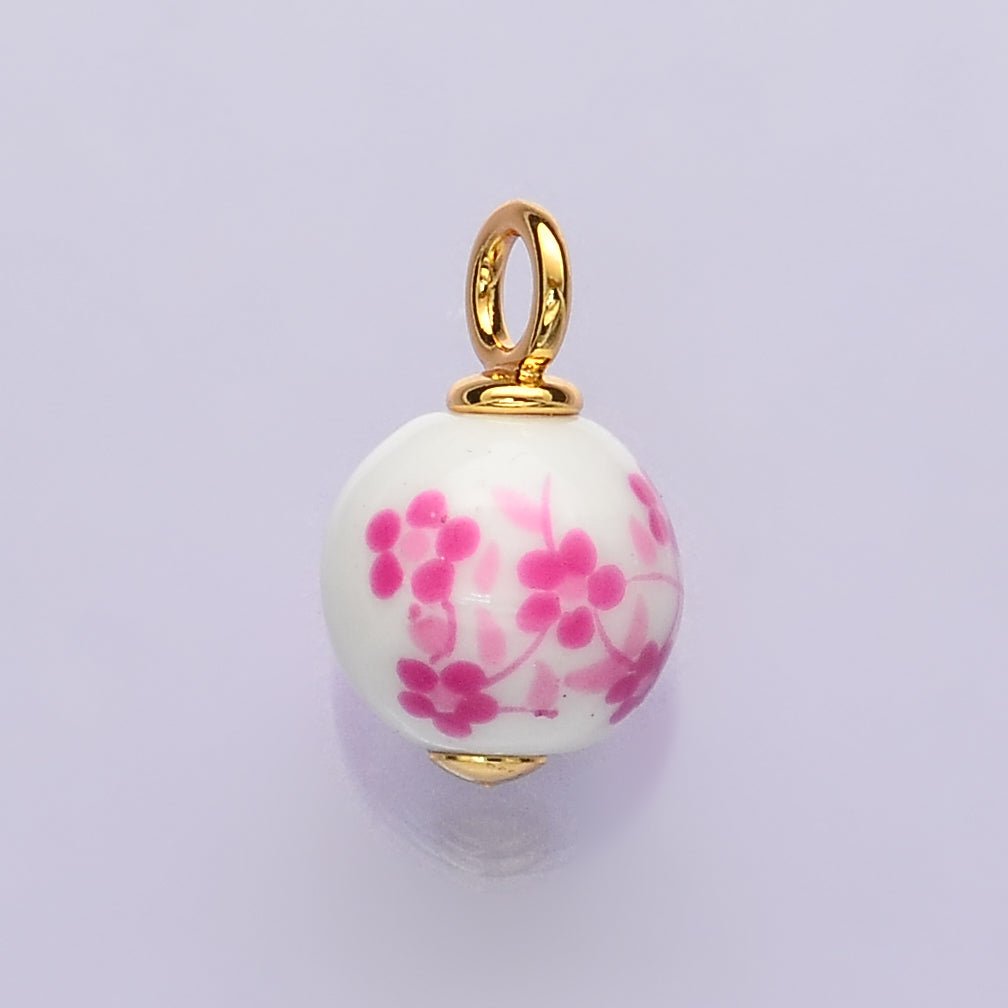 24K Gold Filled Nature Floral Mushroom Pet Sea Sell Ceramic Drop Charm