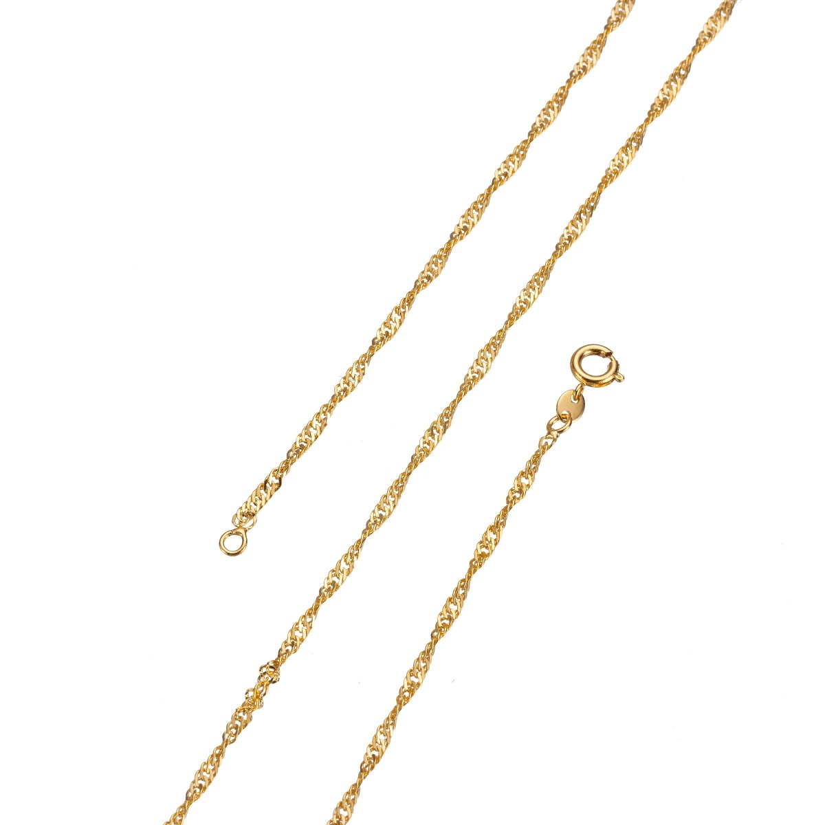 24K Gold Filled Necklace, 20.5 inch Layering Gold Singapore Chain Necklace, Dainty 1mm Singapore Necklace w/ Spring Ring | CN-253