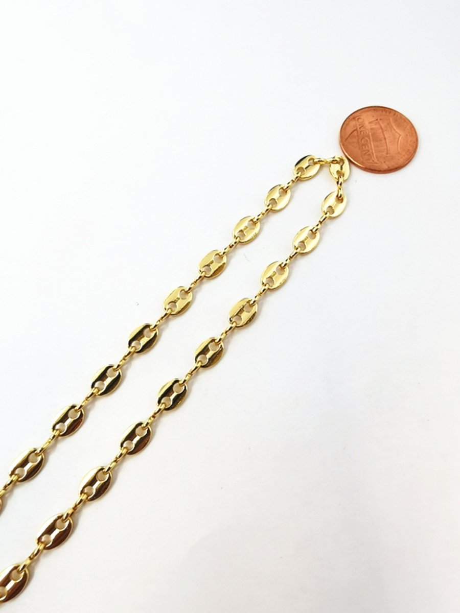 24K Gold Filled Necklace Anchor Link Chain by Yard, 4.5mm Width For Necklace Bracelet Component Unfinished Chain for DIY Jewelry Supply | ROLL-176 Clearance Pricing