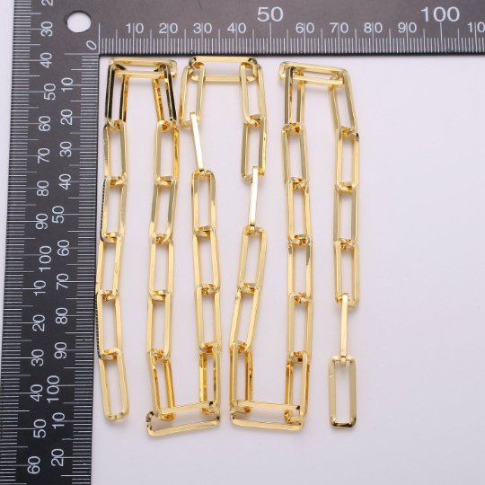 OS 24K Gold Filled PAPER CLIP Chain By The Yard, 7X20mm Unfinished Chain For Necklace, Bracelet Component | ROLL-292 Clearance Pricing
