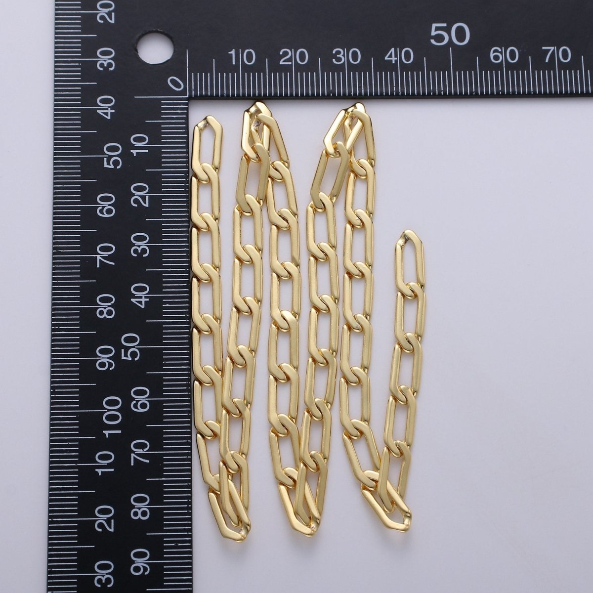 24K Gold Filled Paper Clip Curb Chain Necklace 1 yard 12x4mm, Paper Clip Gold Chain, Long Link unfinished | ROLL-238