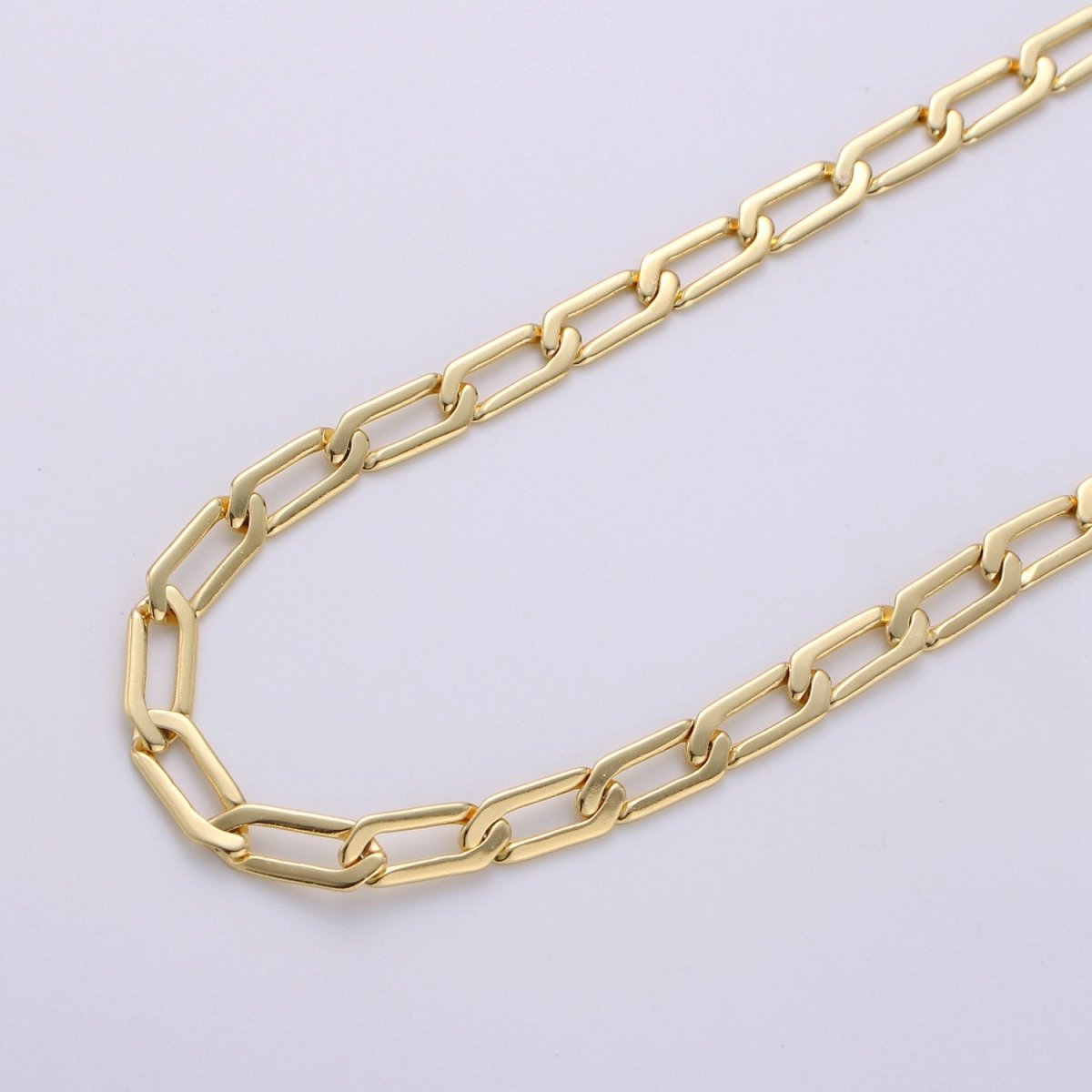 24K Gold Filled Paper Clip Curb Chain Necklace 1 yard 12x4mm, Paper Clip Gold Chain, Long Link unfinished | ROLL-238