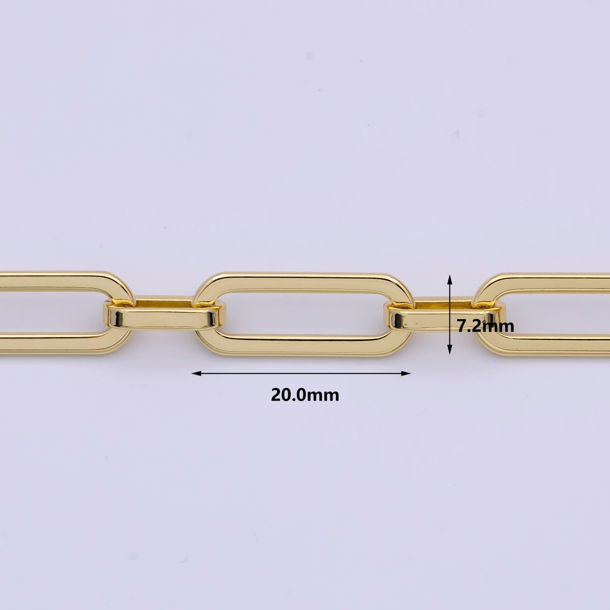 24K Gold Filled PaperClip Chain 20mmx7.5mm Elongated Unfinished Chain Wholesale by Yard | ROLL-828