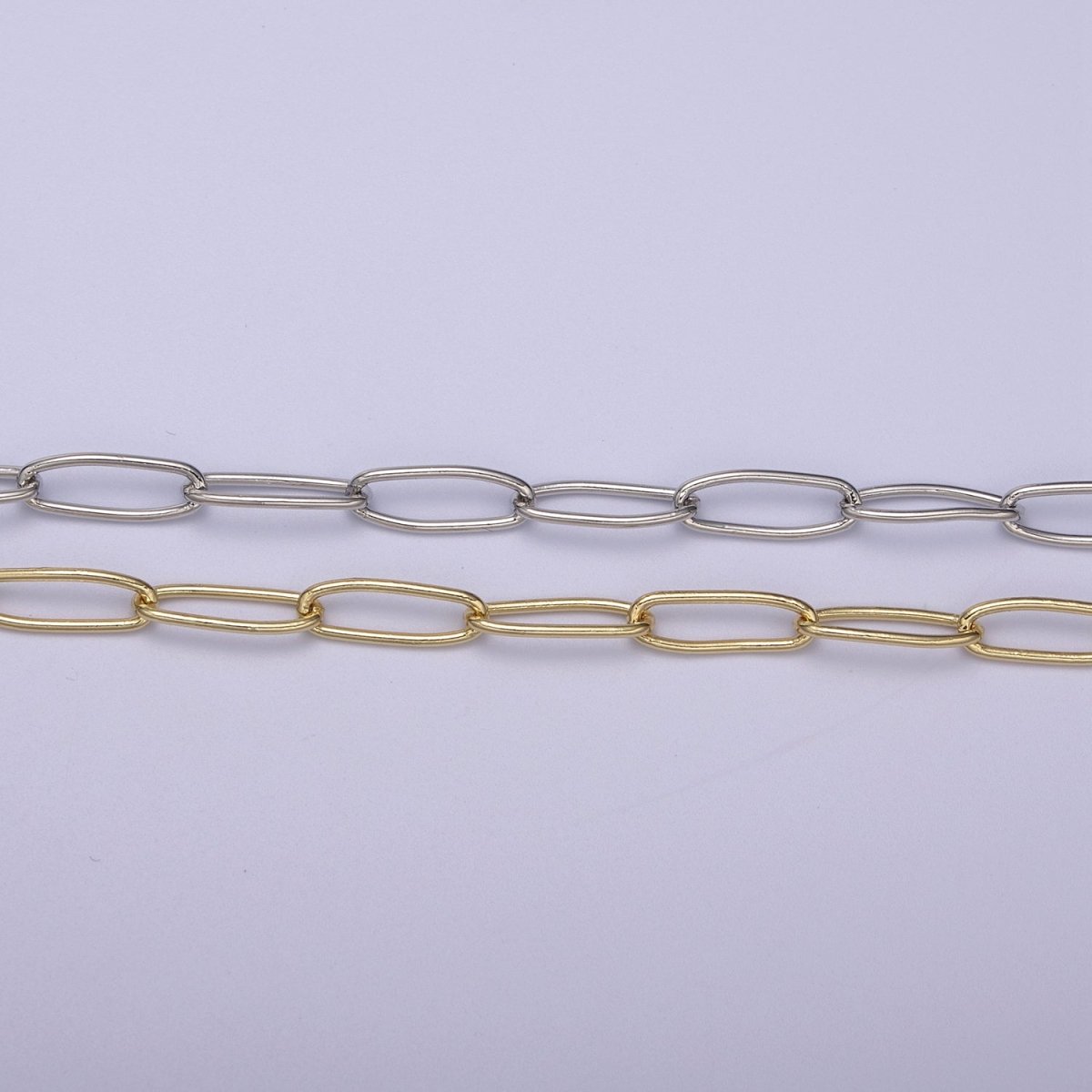 24K Gold Filled Paperclip Unfinished Chain, 14X5mm paperclip Chain in Gold & Silver For Jewelry Making Supply Component | ROLL-678, ROLL-679 Clearance Pricing