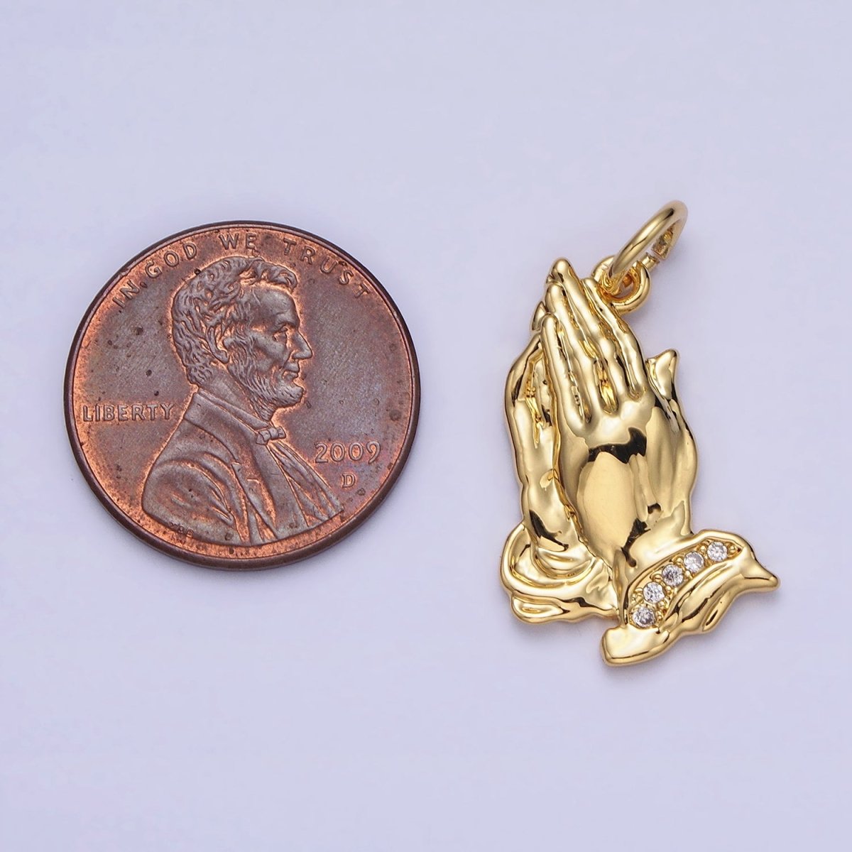 24K Gold Filled Prayer Hands Religious Add-On Charm | AC372