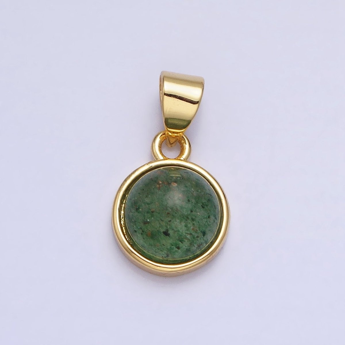 24K Gold Filled Rose Quartz, Aventurine, Labradorite, Blue Agate, Amethyst Round Pendant | AA195 - AA199