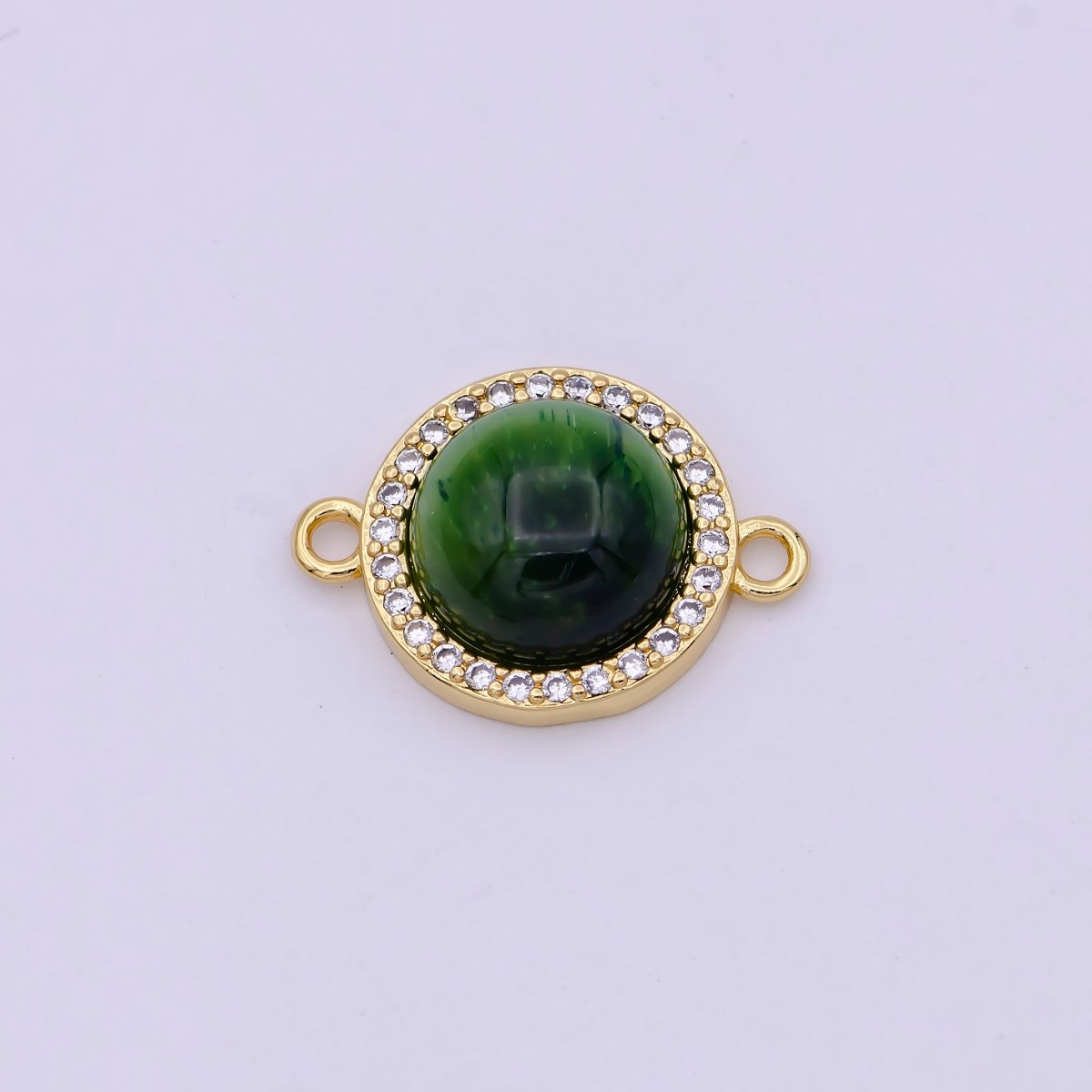 24K Gold Filled Round Micro Paved CZ Natural Stone Connector  F-687 F-688 F-689 F-697 F-698 F-699 F-700 F-708 F-733
