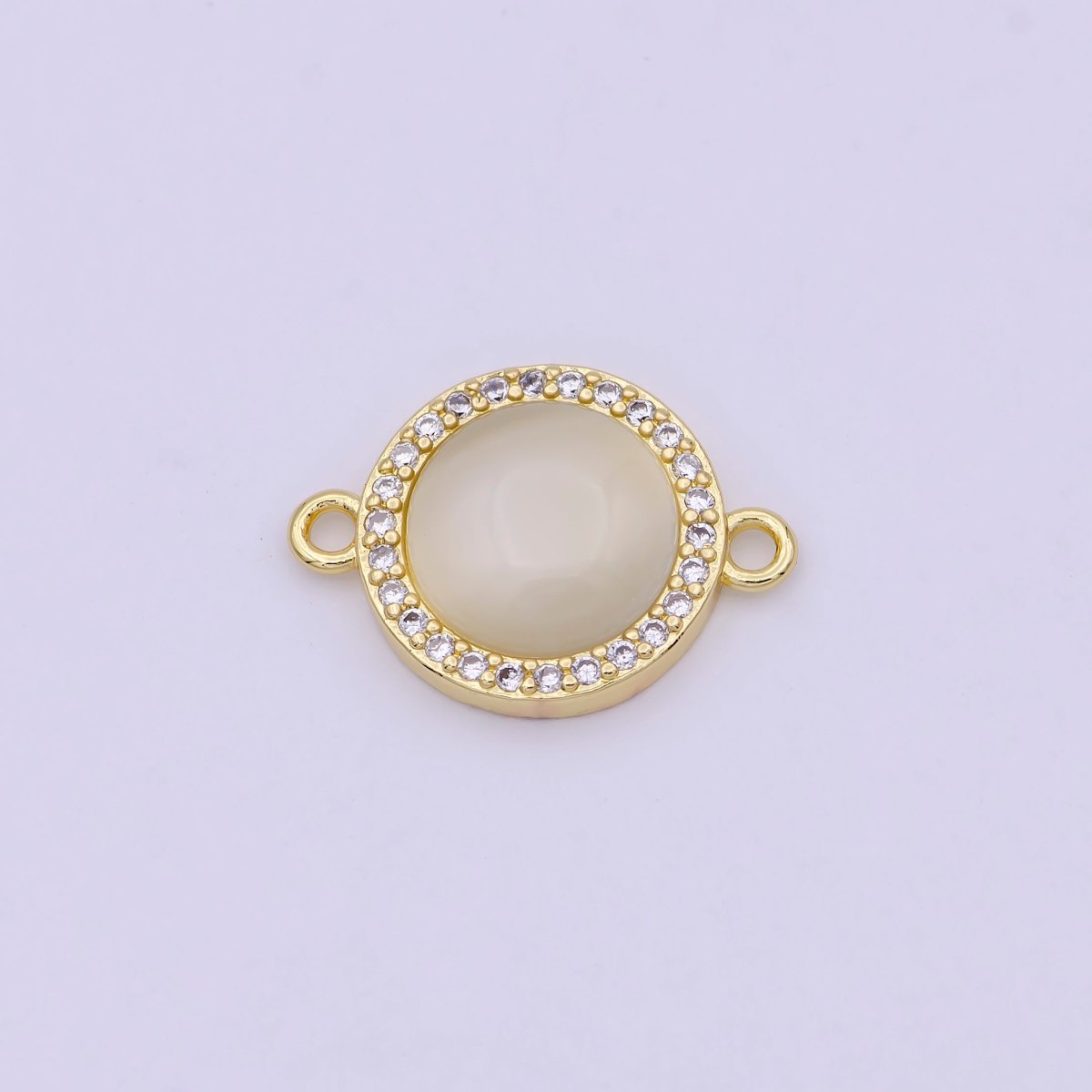 24K Gold Filled Round Micro Paved CZ Natural Stone Connector  F-687 F-688 F-689 F-697 F-698 F-699 F-700 F-708 F-733