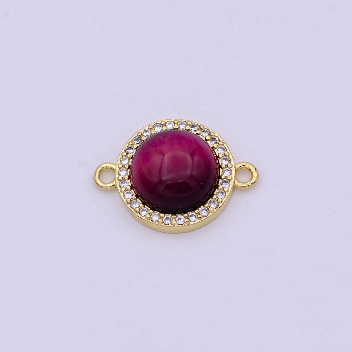 24K Gold Filled Round Micro Paved CZ Natural Stone Connector  F-687 F-688 F-689 F-697 F-698 F-699 F-700 F-708 F-733