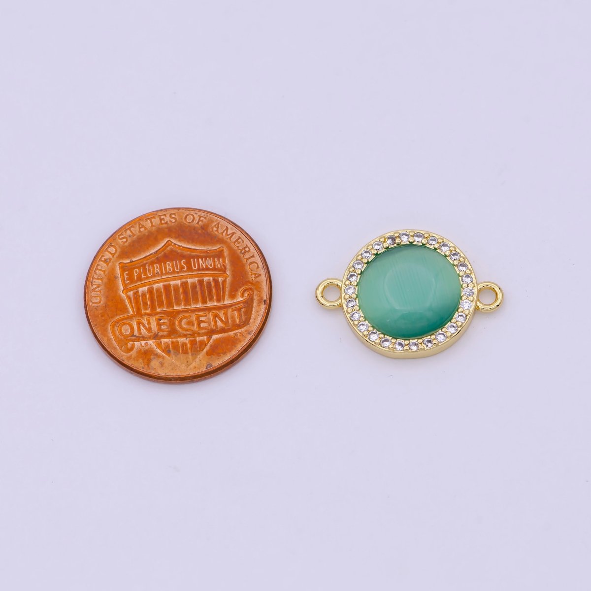24K Gold Filled Round Micro Paved CZ Natural Stone Connector  F-687 F-688 F-689 F-697 F-698 F-699 F-700 F-708 F-733