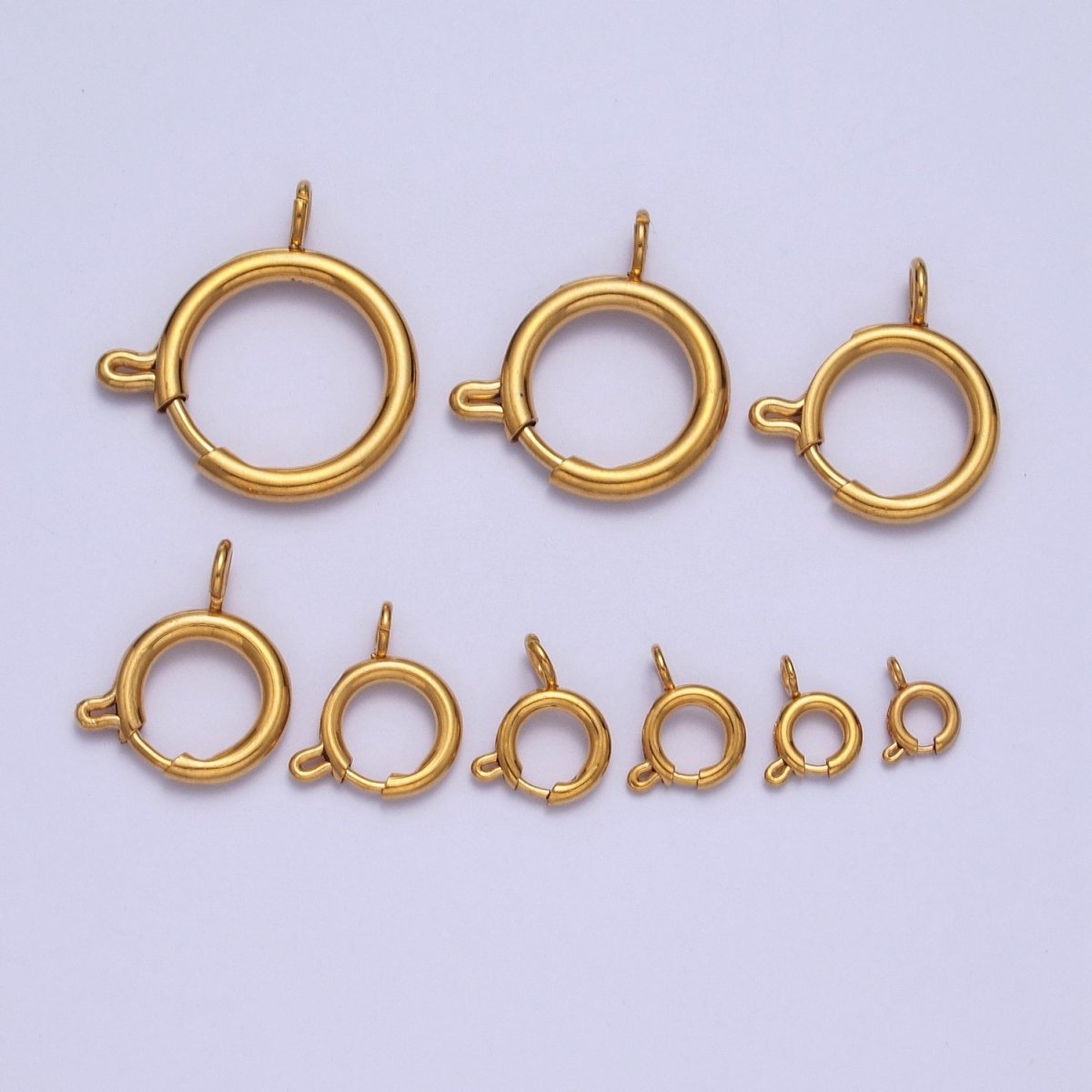 24K Gold Filled Round Spring Ring Closure Clasps For DIY Jewelry Making  L-892-L-899 L-905