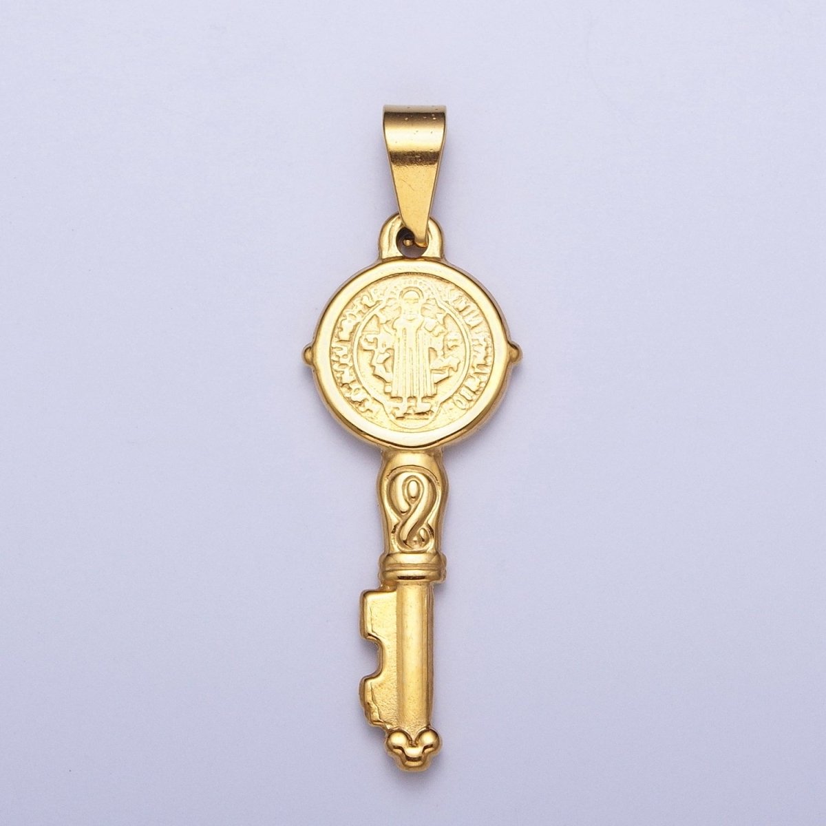 24k Gold Filled Saint Benedict Pendant Double Sided San Benito Charm Religious Key Pendant X-647