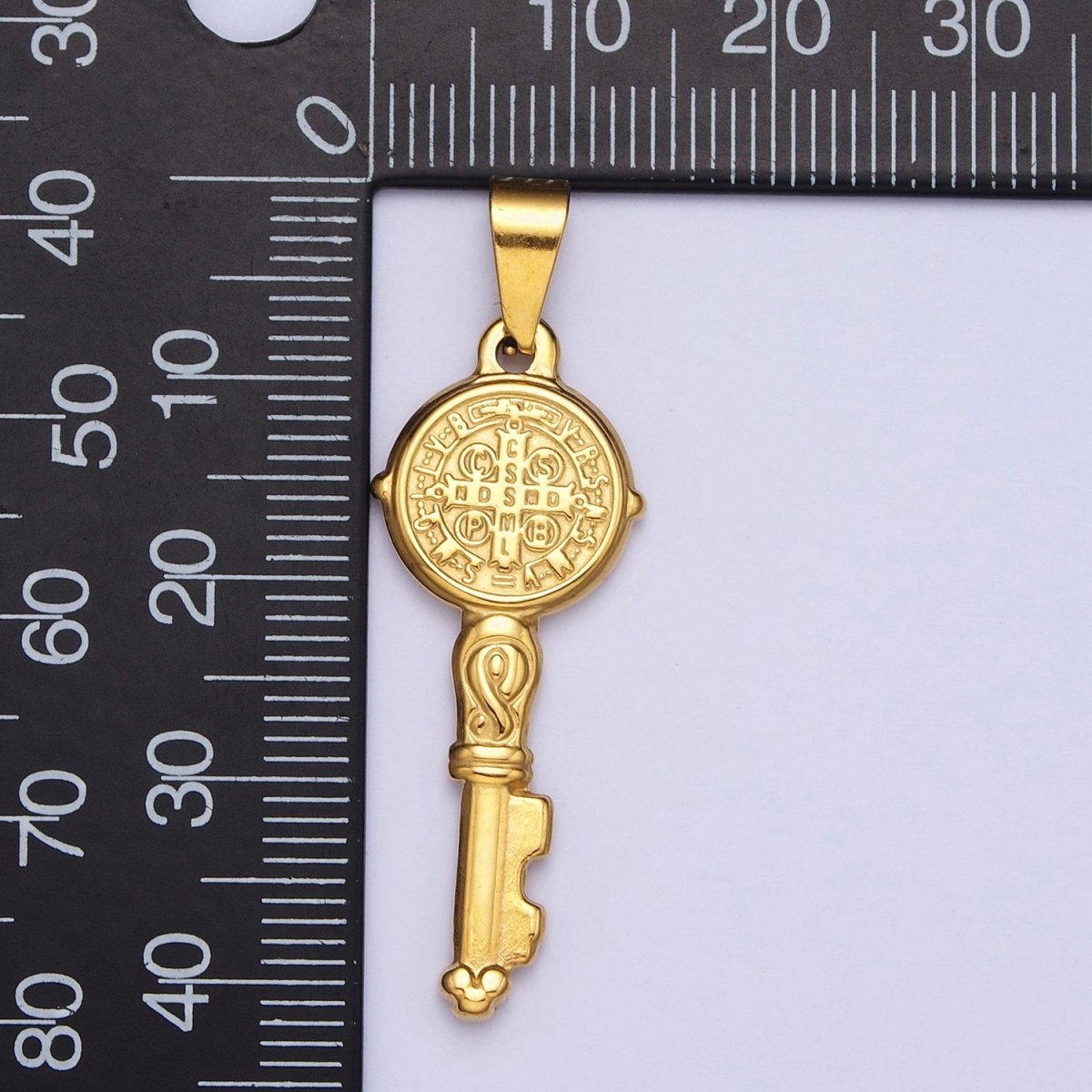 24k Gold Filled Saint Benedict Pendant Double Sided San Benito Charm Religious Key Pendant X-647