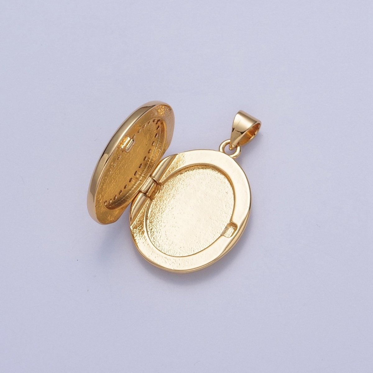 24K Gold Filled Saint Benedict / Virgin Mary Locket Oval Pendant, Micro Pave Clear Cubic Zirconia CZ Religious Jewelry H-092 H-105