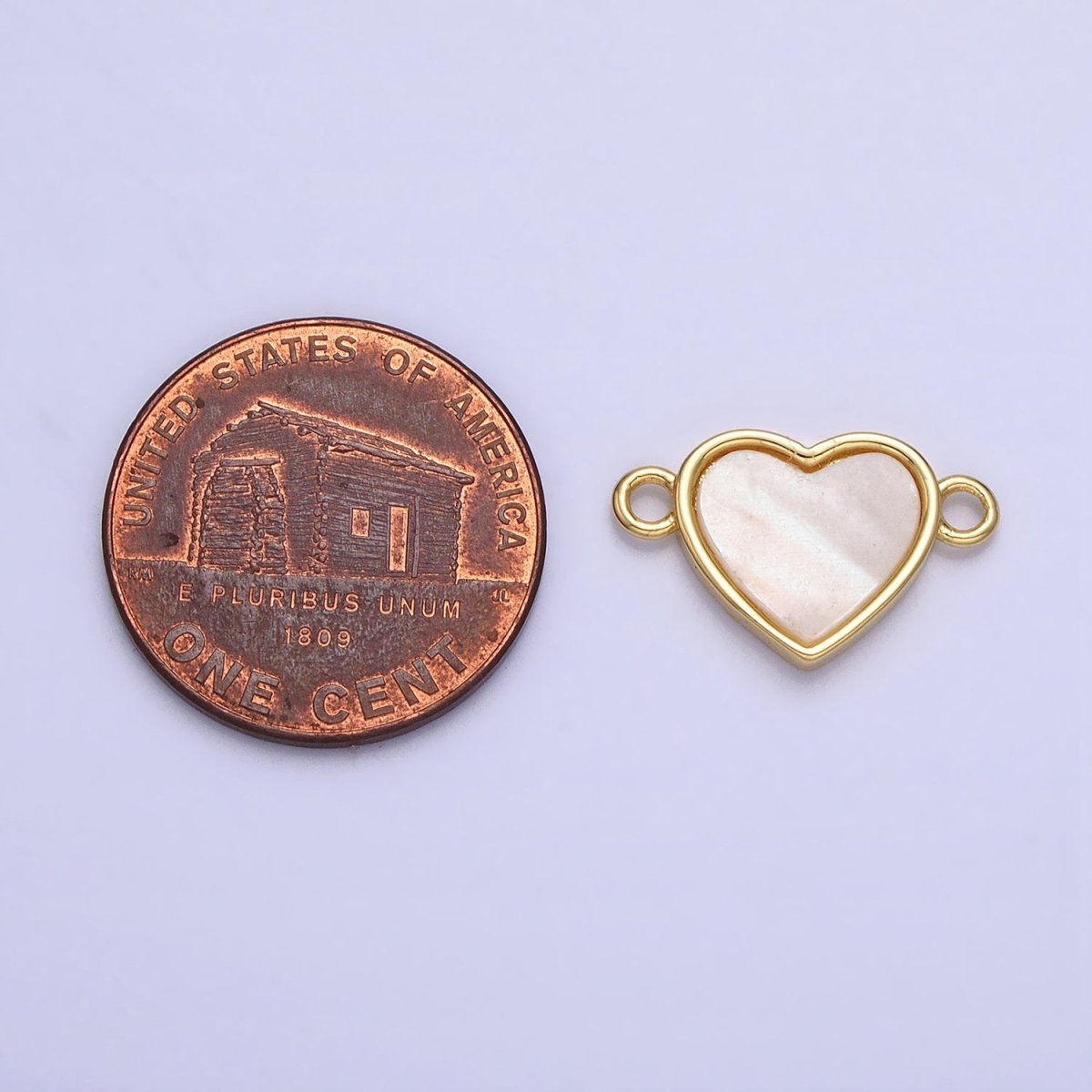 24K Gold Filled Shell Pearl Heart Valentine Jewelry Link Connector | Y-840