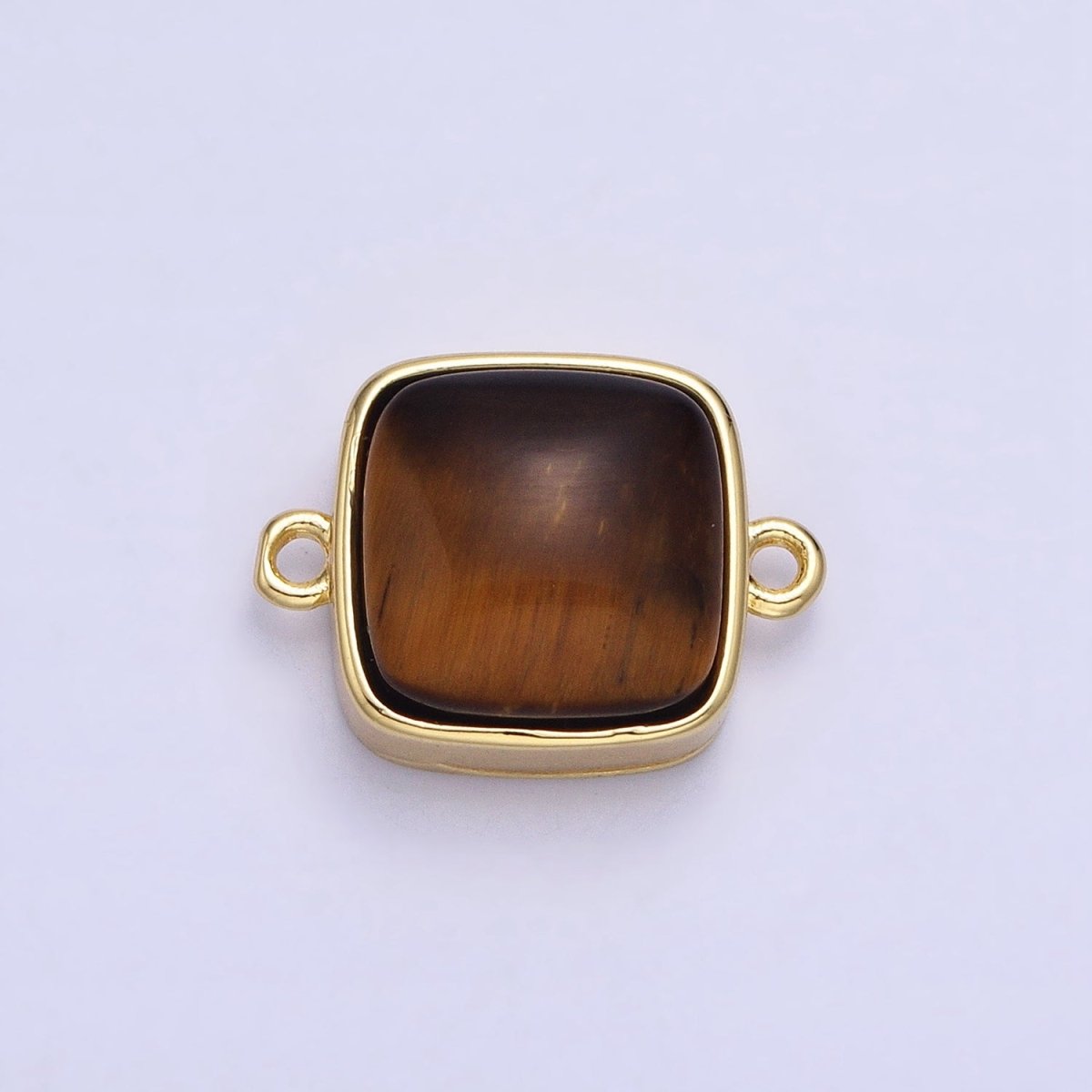 24K Gold Filled Square Labradorite, Blue Agate, Aventurine, Amethyst, Onyx, Rose Quartz, Moonstone, Tiger Eye Connector | AA937 - AA944