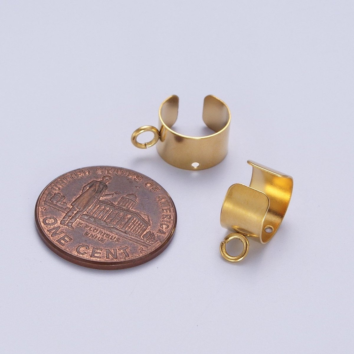 24K Gold Filled Stainless Steel Open Loop Wide Band Ear Cuff Earrings Supply | K-207
