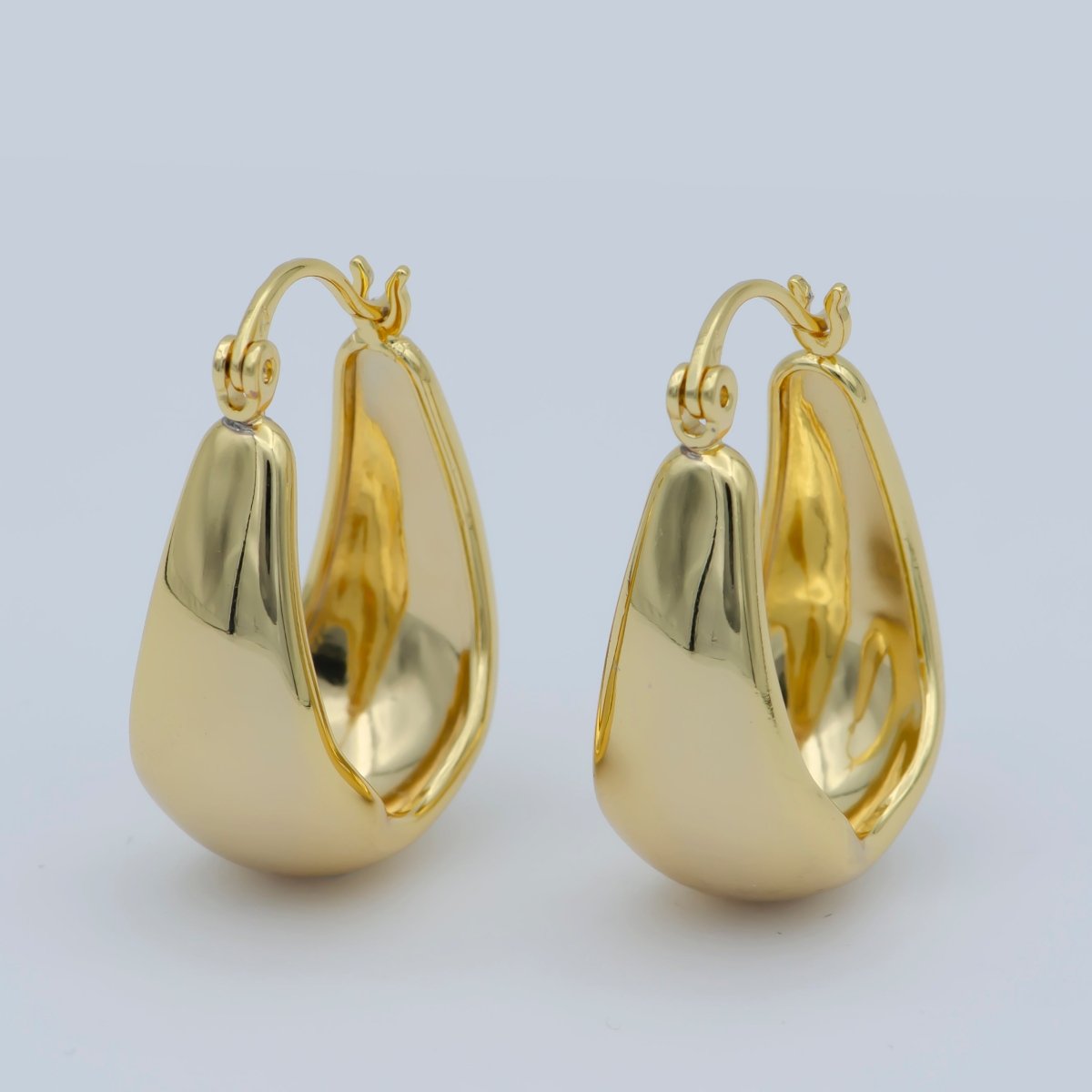 24k Gold Filled Thick Hoops - Gold Thick Hoop Earrings - Chunky Thick Hoops - Light Weight Hoops Dome Earring P-264