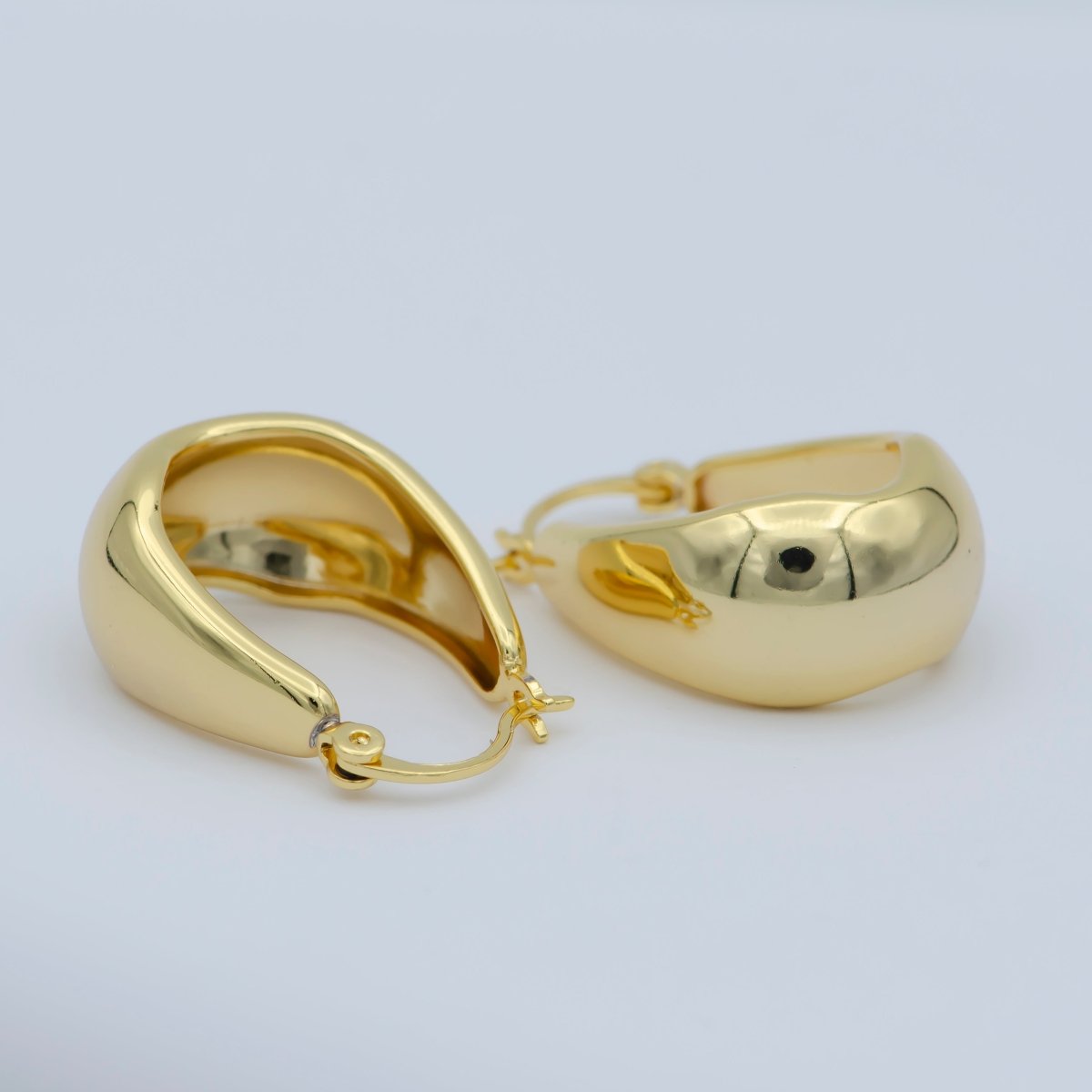24k Gold Filled Thick Hoops - Gold Thick Hoop Earrings - Chunky Thick Hoops - Light Weight Hoops Dome Earring P-264