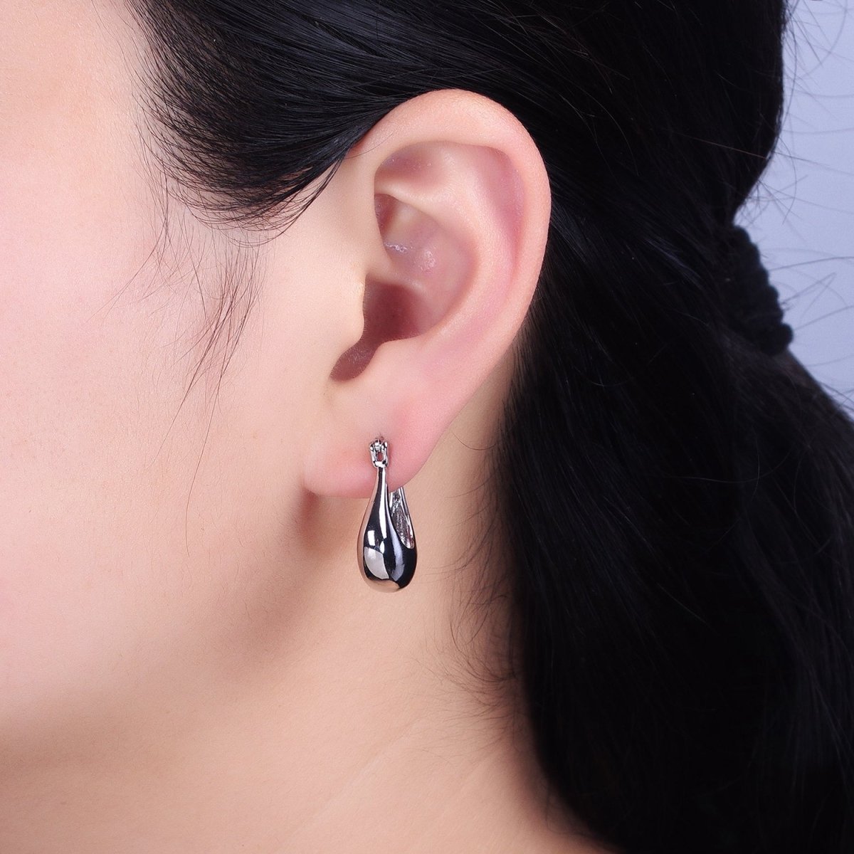 24K Gold Filled U-Shaped Chubby Dome Latch Earrings in Gold & Silver | AB-1405 AB-1406