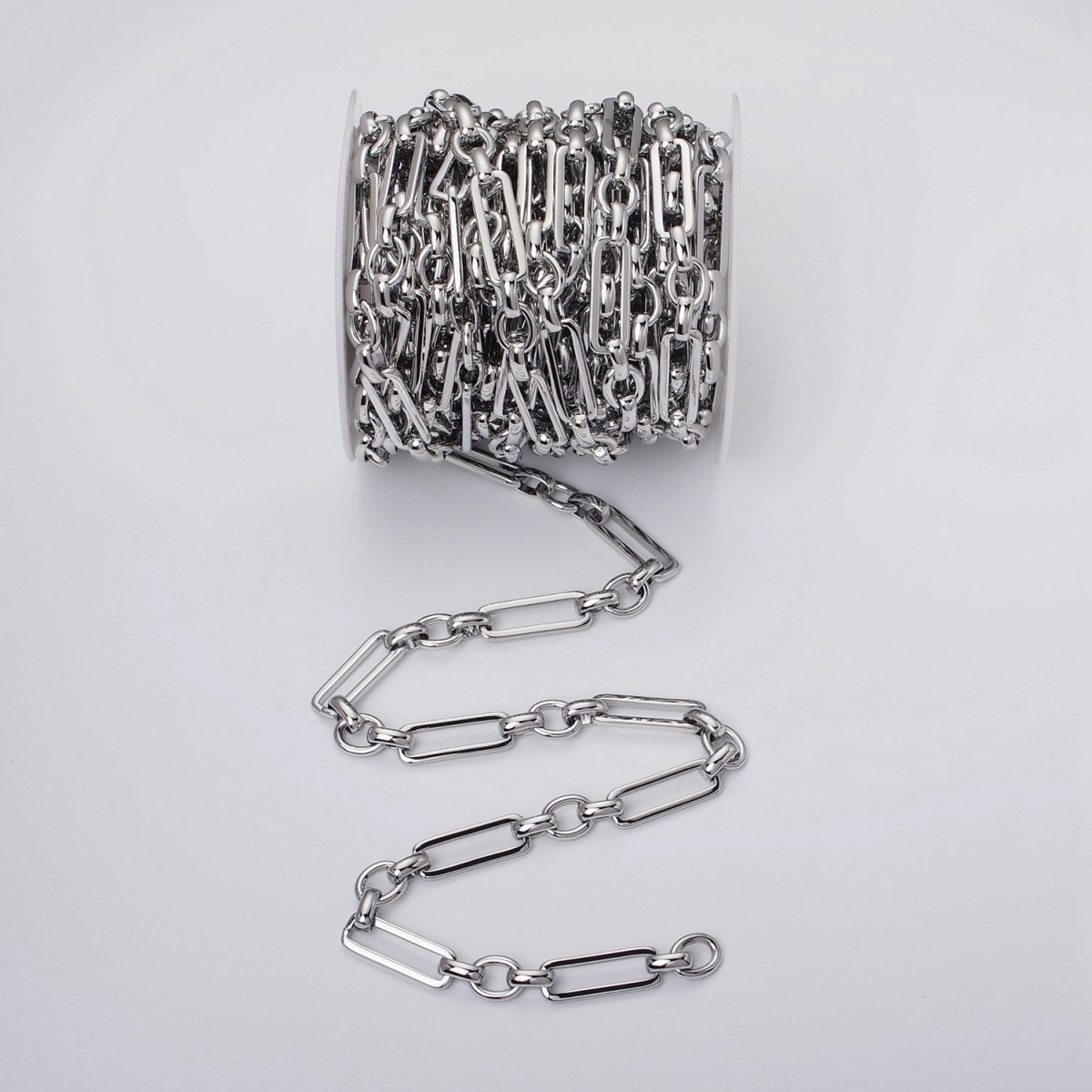 24k Gold Filled Unique PaperClip Figaro Long and Short Fancy Unfinished Chain by Yard in Gold & Silver | ROLL-1125 ROLL-1196