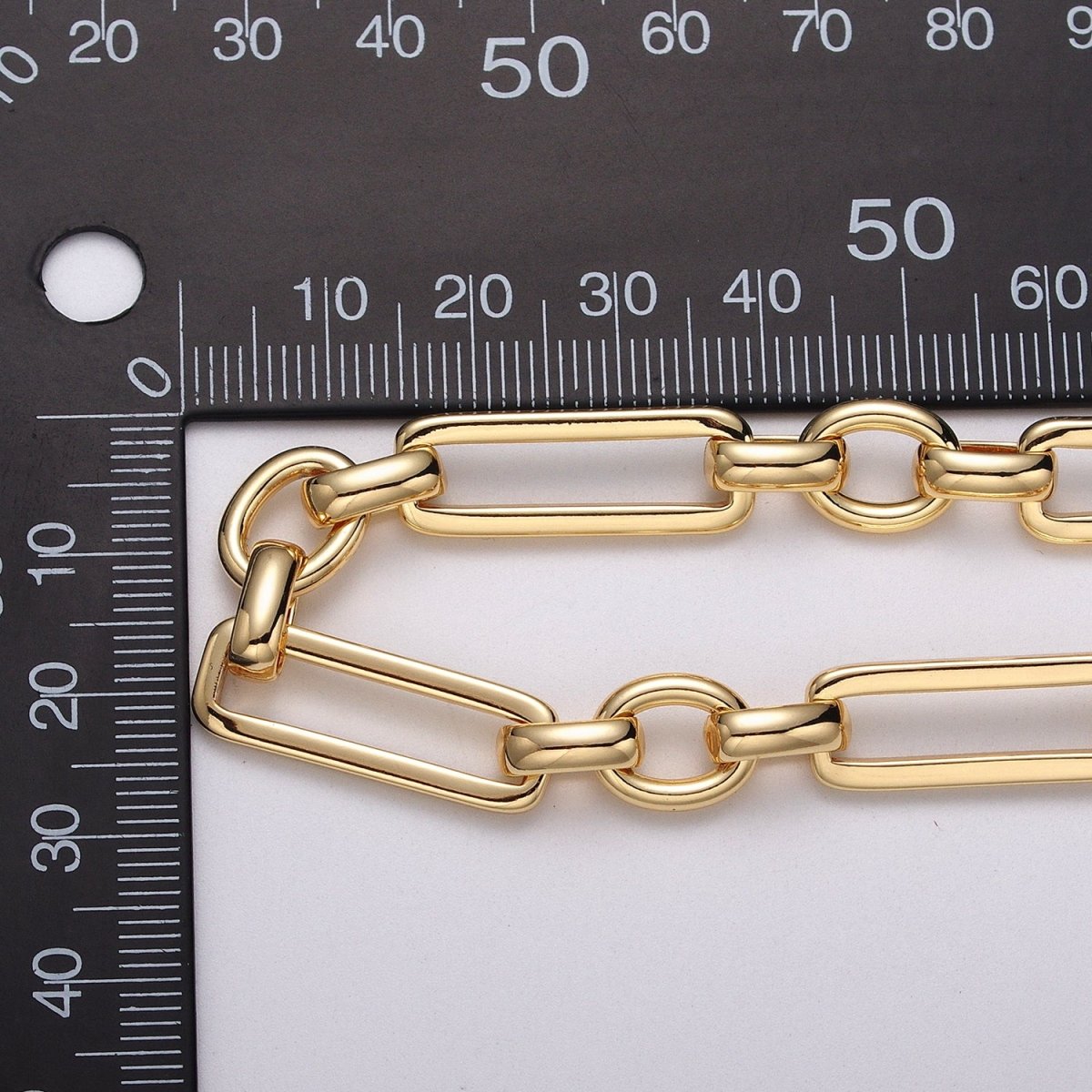 24k Gold Filled Unique PaperClip Figaro Long and Short Fancy Unfinished Chain by Yard in Gold & Silver | ROLL-1125 ROLL-1196