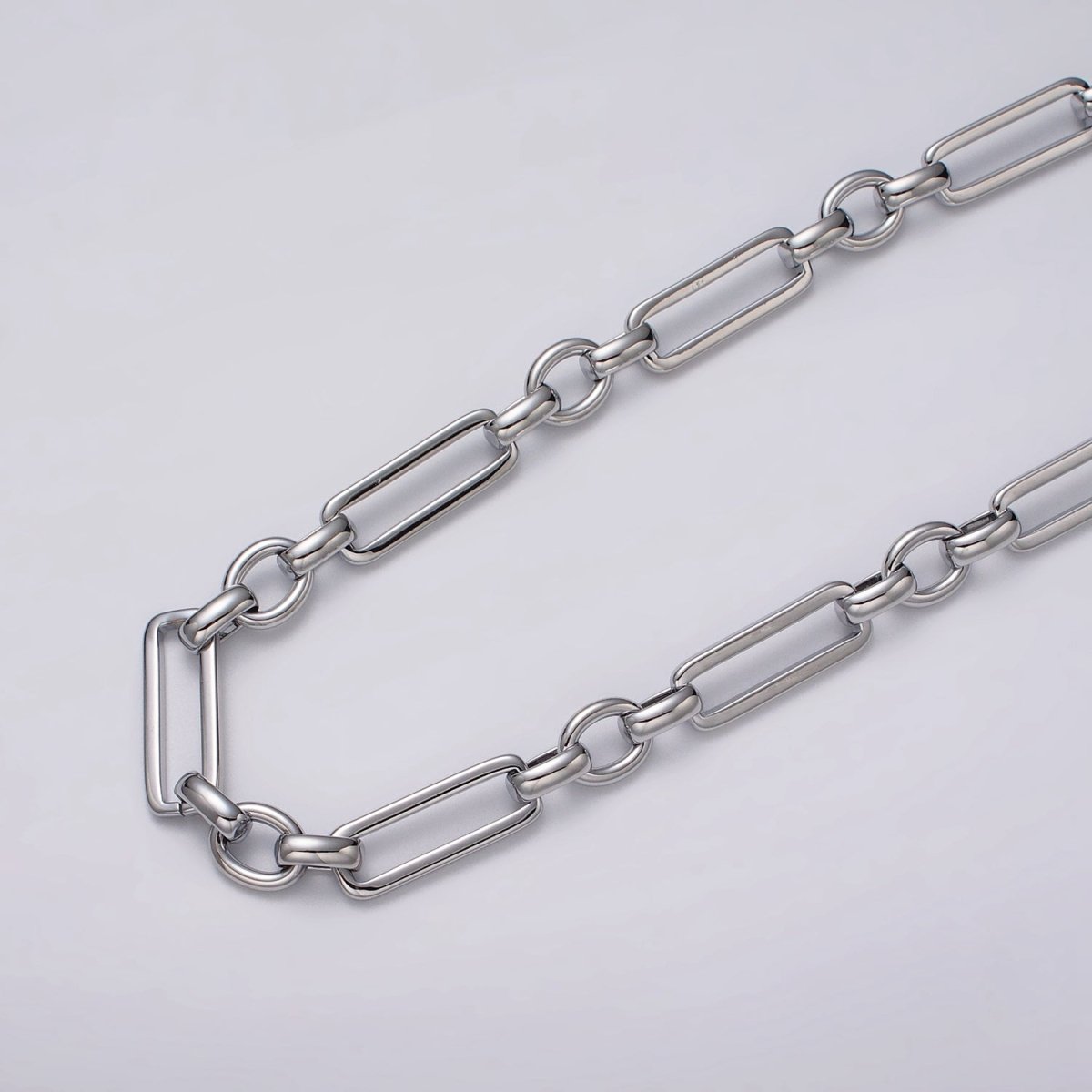 24k Gold Filled Unique PaperClip Figaro Long and Short Fancy Unfinished Chain by Yard in Gold & Silver | ROLL-1125 ROLL-1196