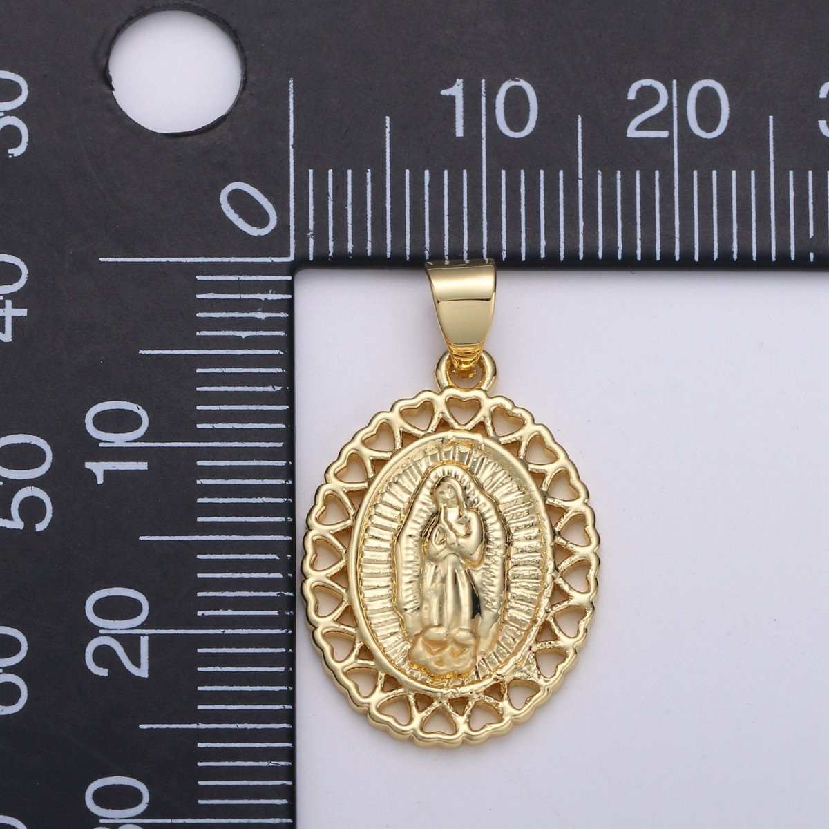 24k Gold Filled Virgin Mary  Lady Guadalupe Charm, Heart Virgin Mary Pendant Charm, Gold Filled Charm, For Religious Jewelry I-878