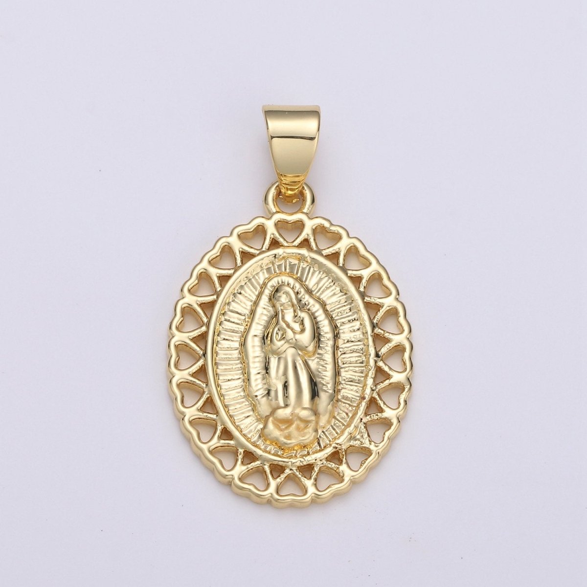 24k Gold Filled Virgin Mary  Lady Guadalupe Charm, Heart Virgin Mary Pendant Charm, Gold Filled Charm, For Religious Jewelry I-878