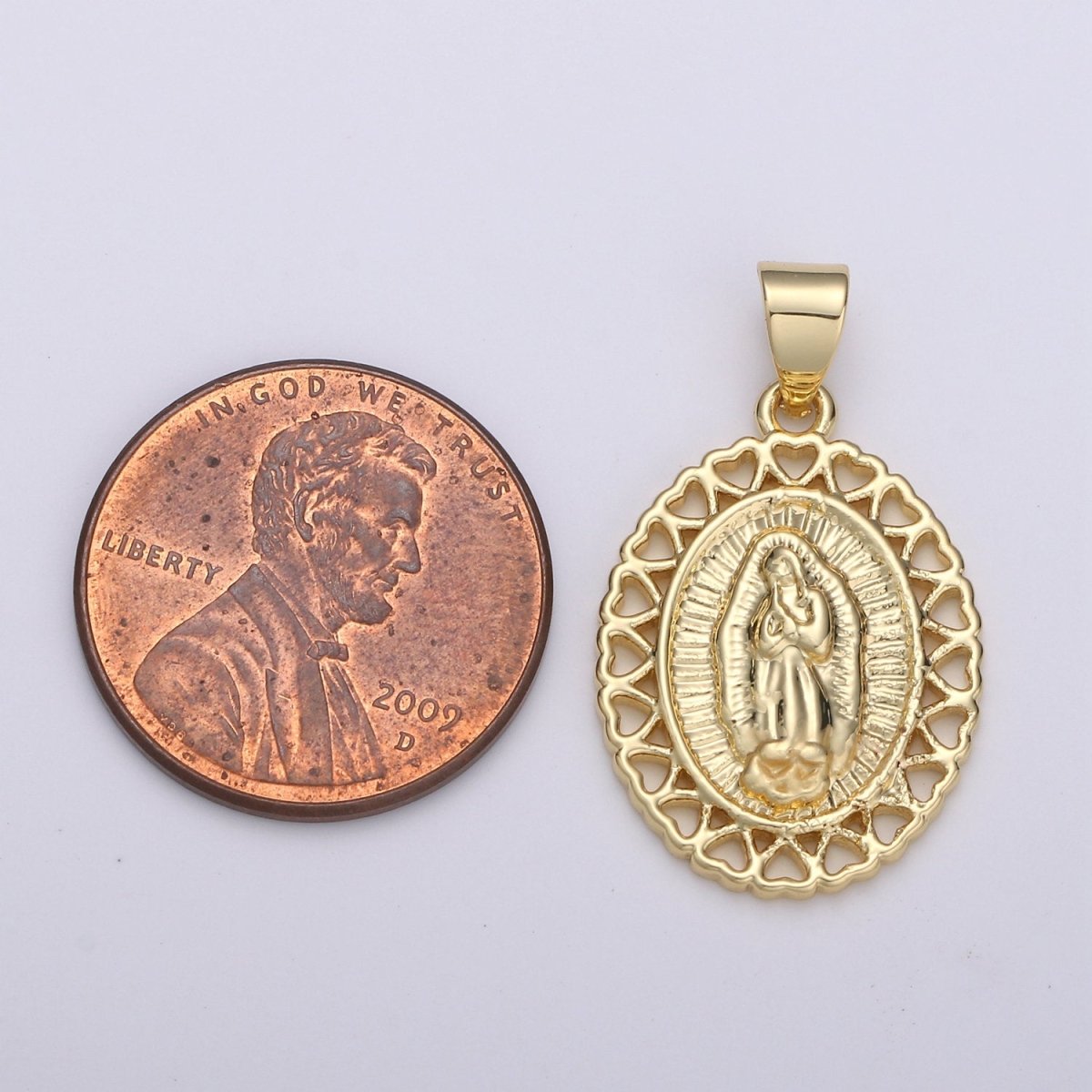 24k Gold Filled Virgin Mary  Lady Guadalupe Charm, Heart Virgin Mary Pendant Charm, Gold Filled Charm, For Religious Jewelry I-878