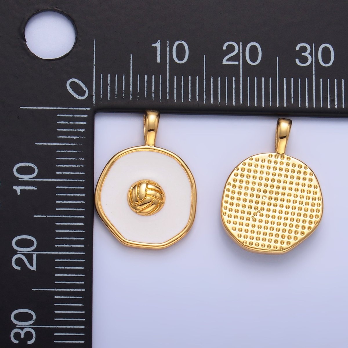24K Gold Filled Volleyball Sports Stamped Round Pendant | AA1089