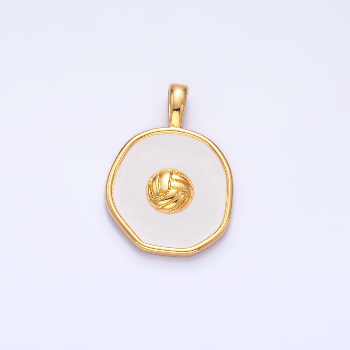 24K Gold Filled Volleyball Sports Stamped Round Pendant | AA1089