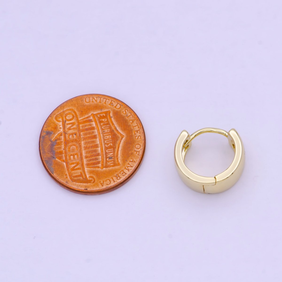 24K Gold Filled Wide Bold Huggie Everyday Cartilage Earrings | T-136