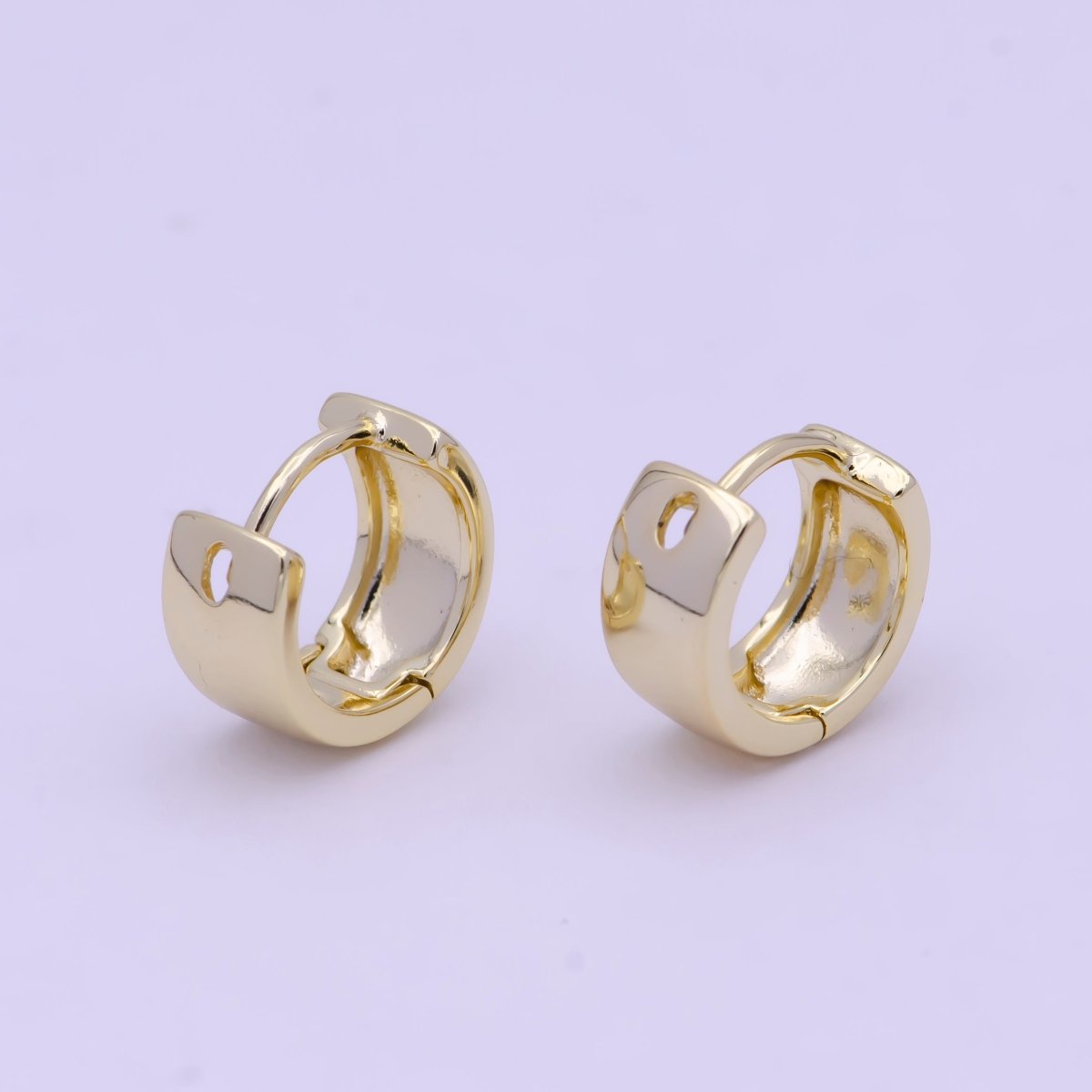 24K Gold Filled Wide Bold Huggie Everyday Cartilage Earrings | T-136