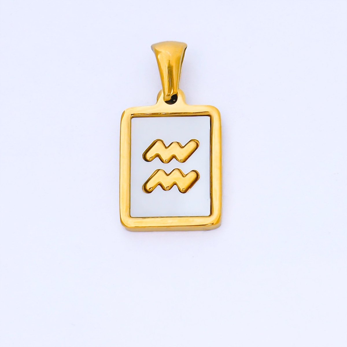 24K Gold Filled Zodiac Sign Shell Pearl Tag Astrology Horoscope Stainless Steel Pendants | A-A1809-A-A1814