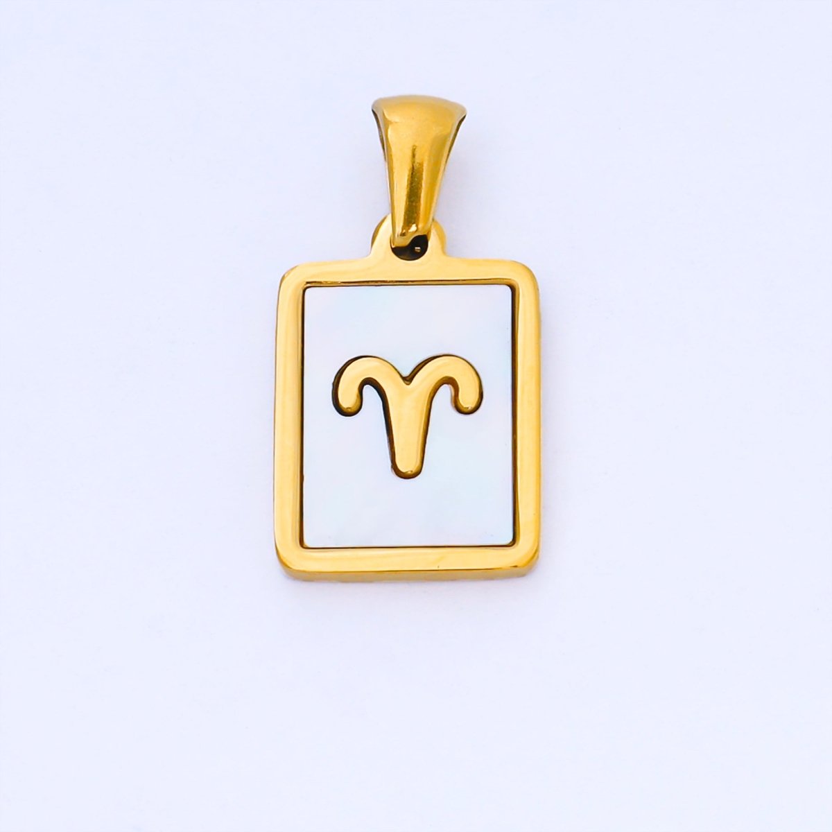 24K Gold Filled Zodiac Sign Shell Pearl Tag Astrology Horoscope Stainless Steel Pendants | A-A1809-A-A1814