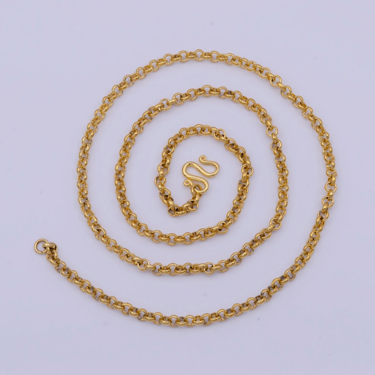 24k Gold Plated Rolo Link Chain Necklace 3.1mm Yellow ROLO Link Chain Layering Necklace | WA-1126 Clearance Pricing