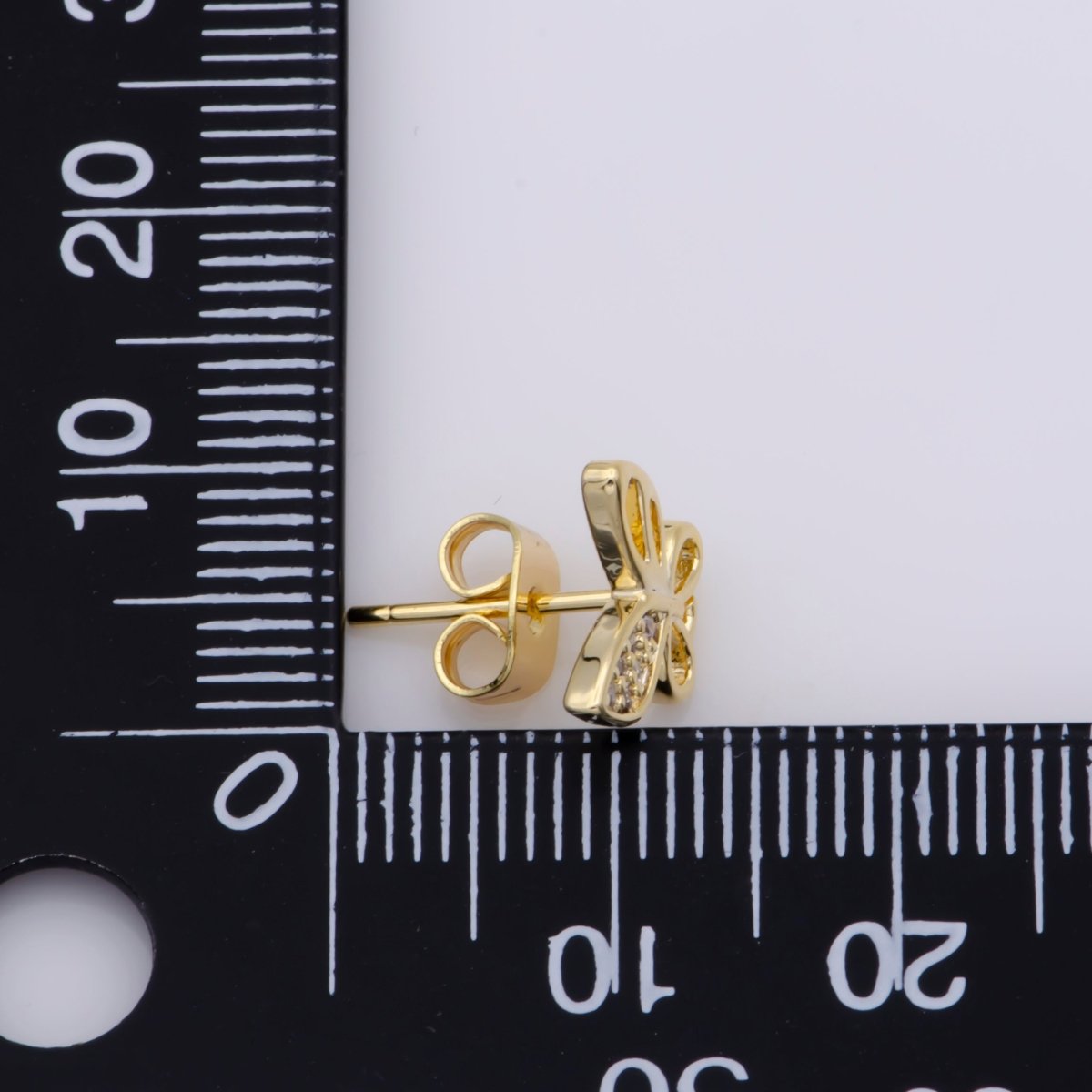 24k Vermeil Gold Earrings, Stud Earring, Butterfly Earring, Gift for Her, Earrings for Women, Everyday Wear Earrings, Cubic Zirconia Jewel, K-747