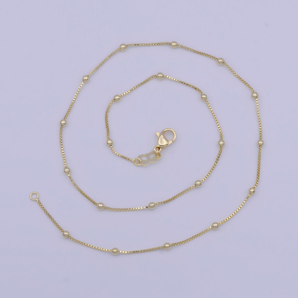 2.4mm Satellite Bead Box 16 Inch Gold Chain with Lobster Clasps Necklace For Jewelry Making | WA-1109 Clearance Pricing
