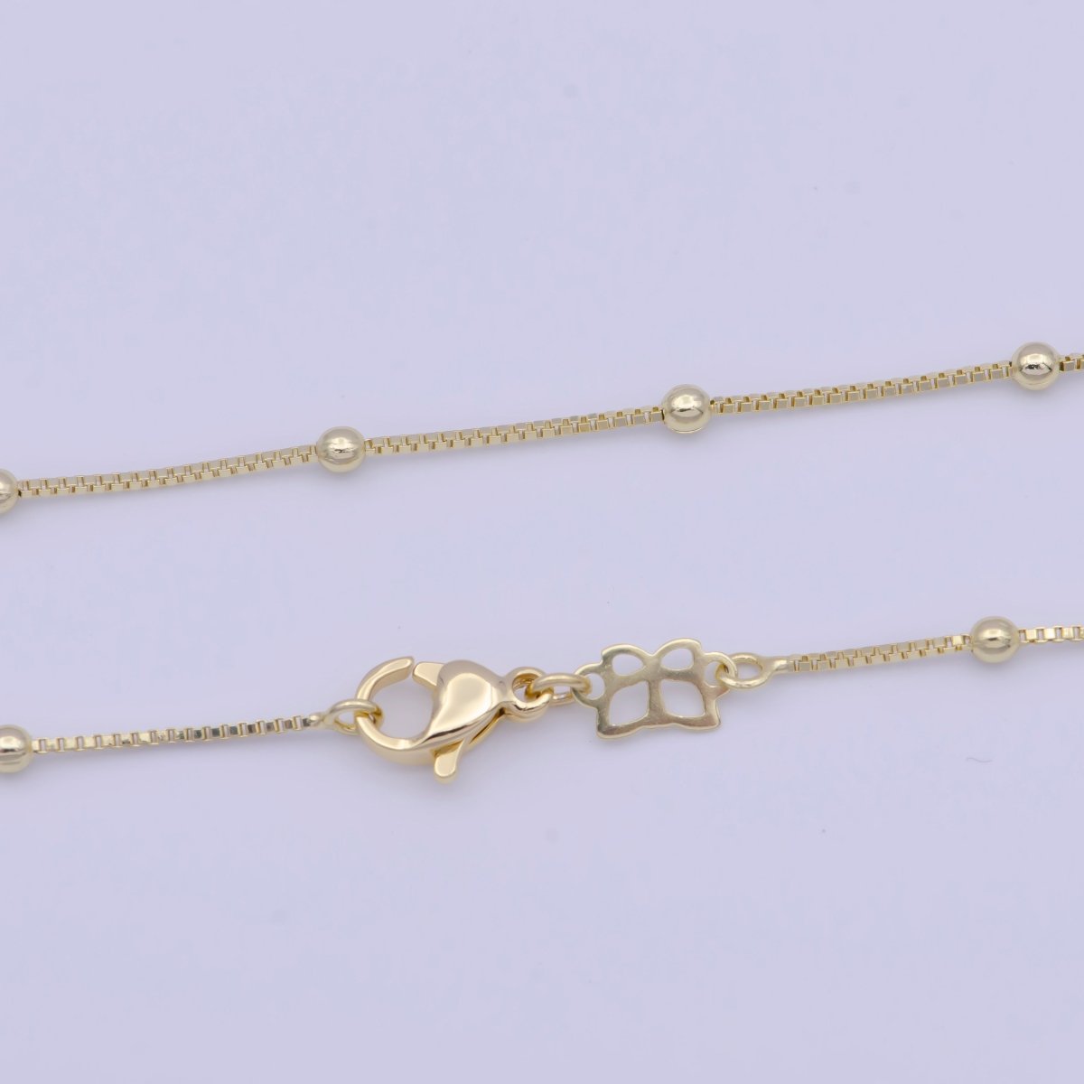 2.4mm Satellite Bead Box 16 Inch Gold Chain with Lobster Clasps Necklace For Jewelry Making | WA-1109 Clearance Pricing